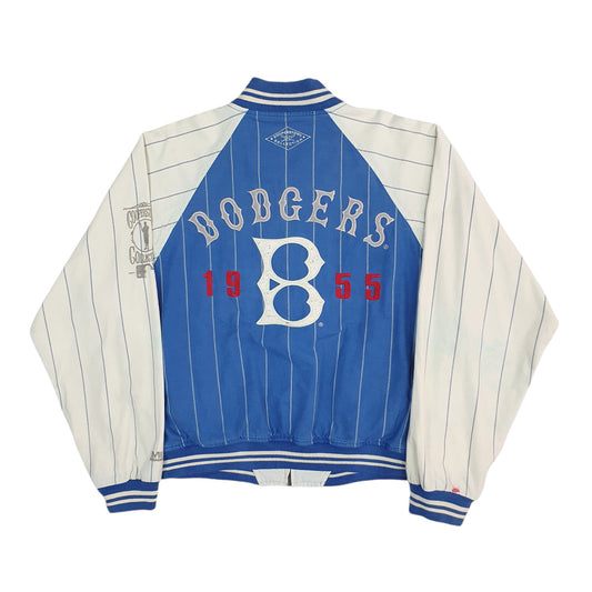 Mens Blue Mirage Cooperstown Collection Vintage 1990s Brooklyn Dodgers MLB Baseball Reversible Hoodie Coat