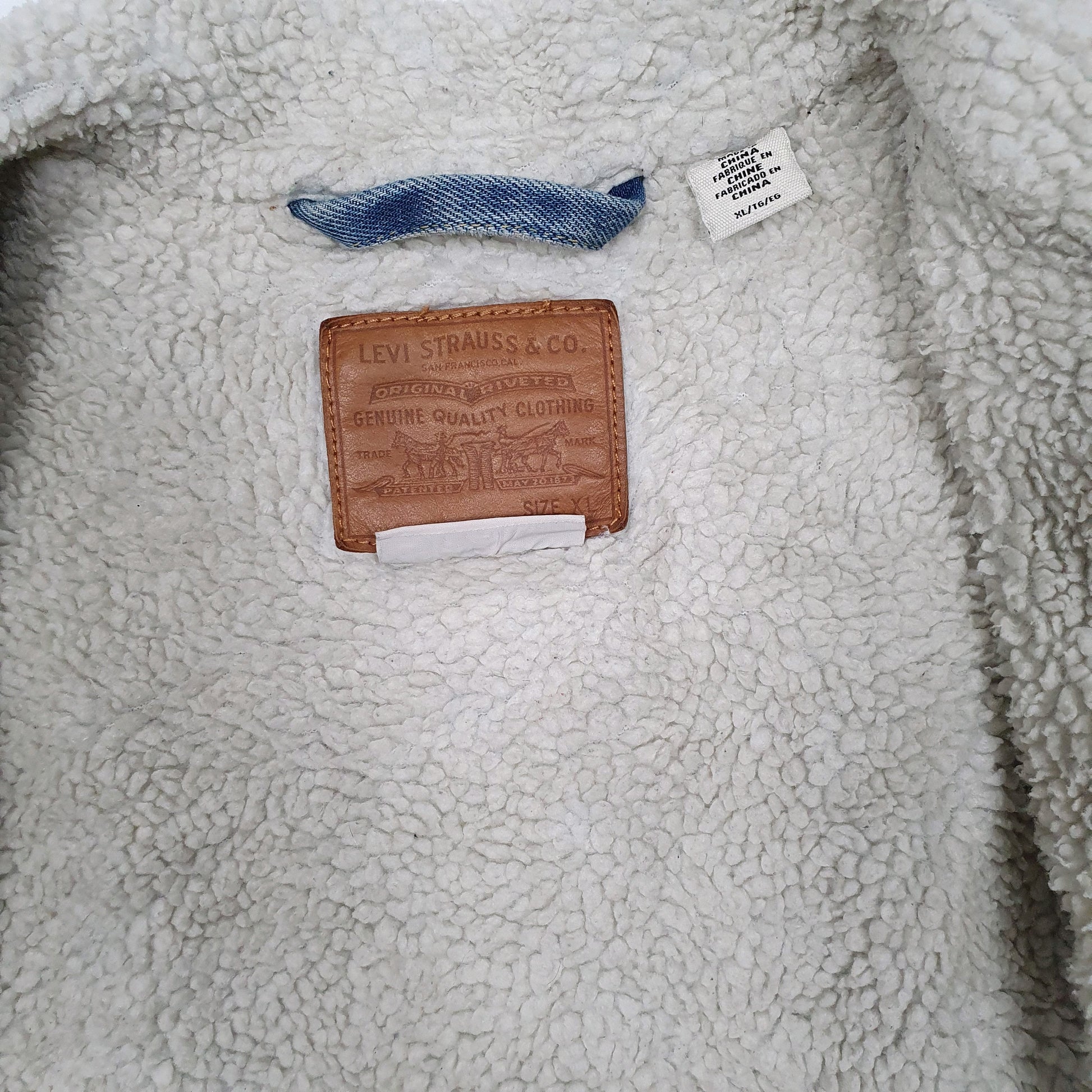 Mens Blue Levis Sherpa Lined  Coat