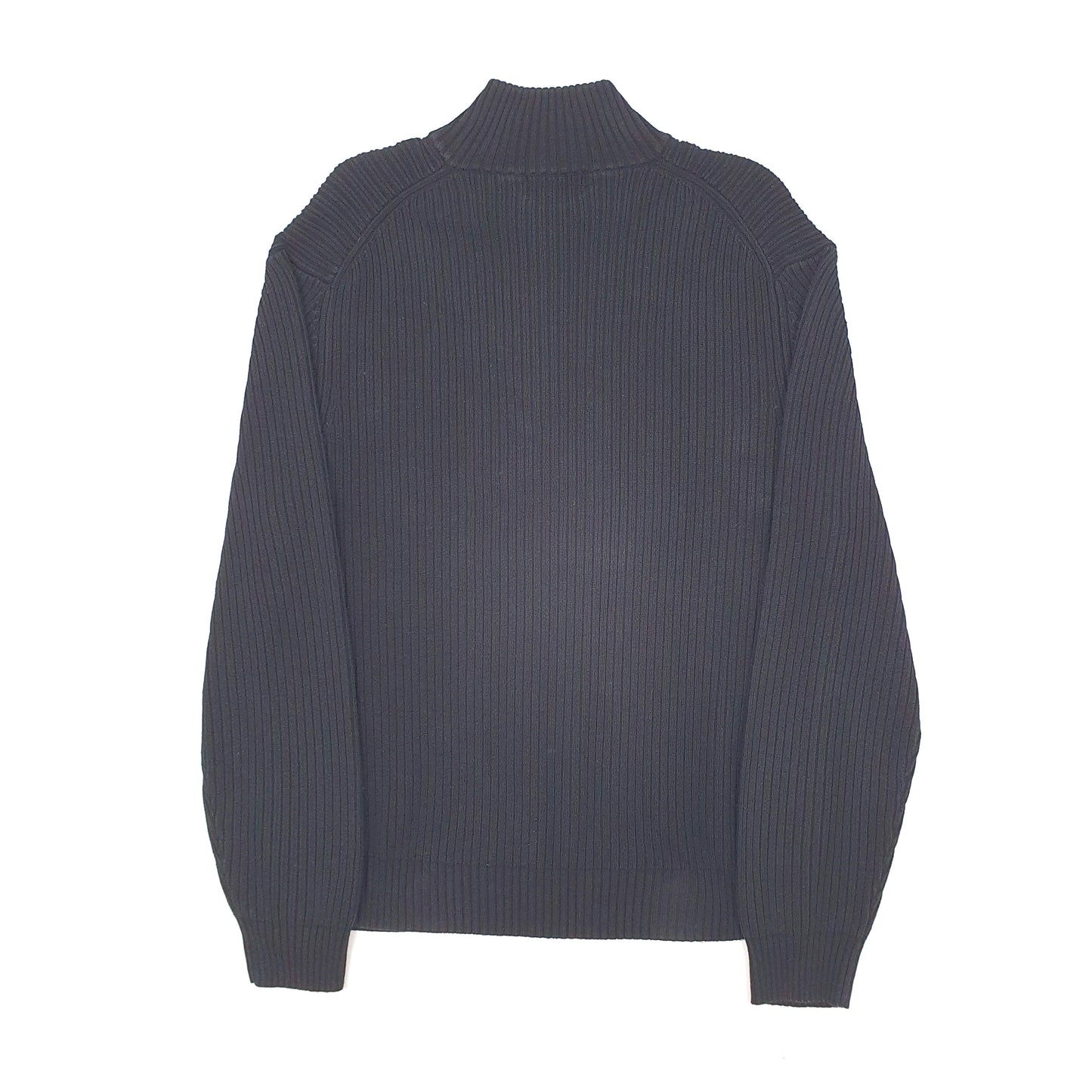 Mens Black Calvin Klein Cable Knit Quarter Zip Jumper