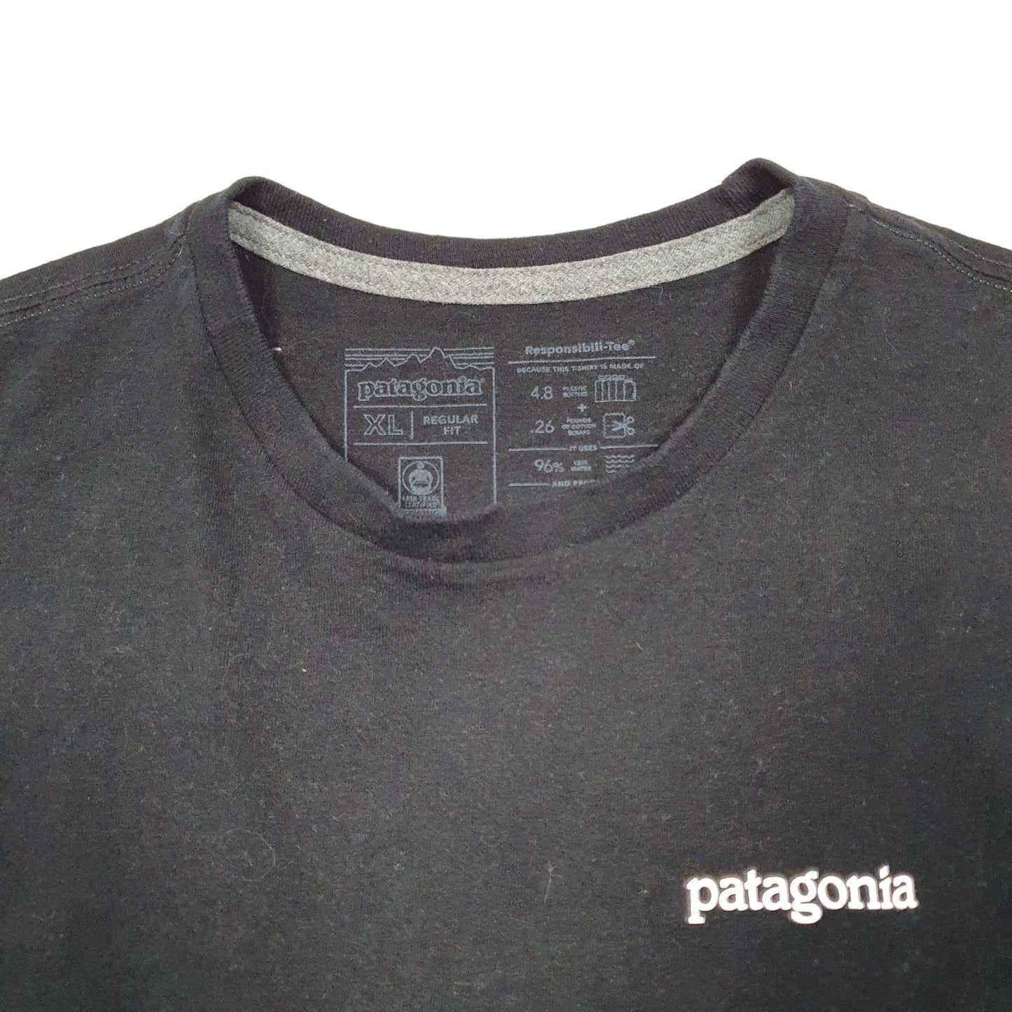 Mens Black Patagonia Responsible Tee Spellout Short Sleeve T Shirt