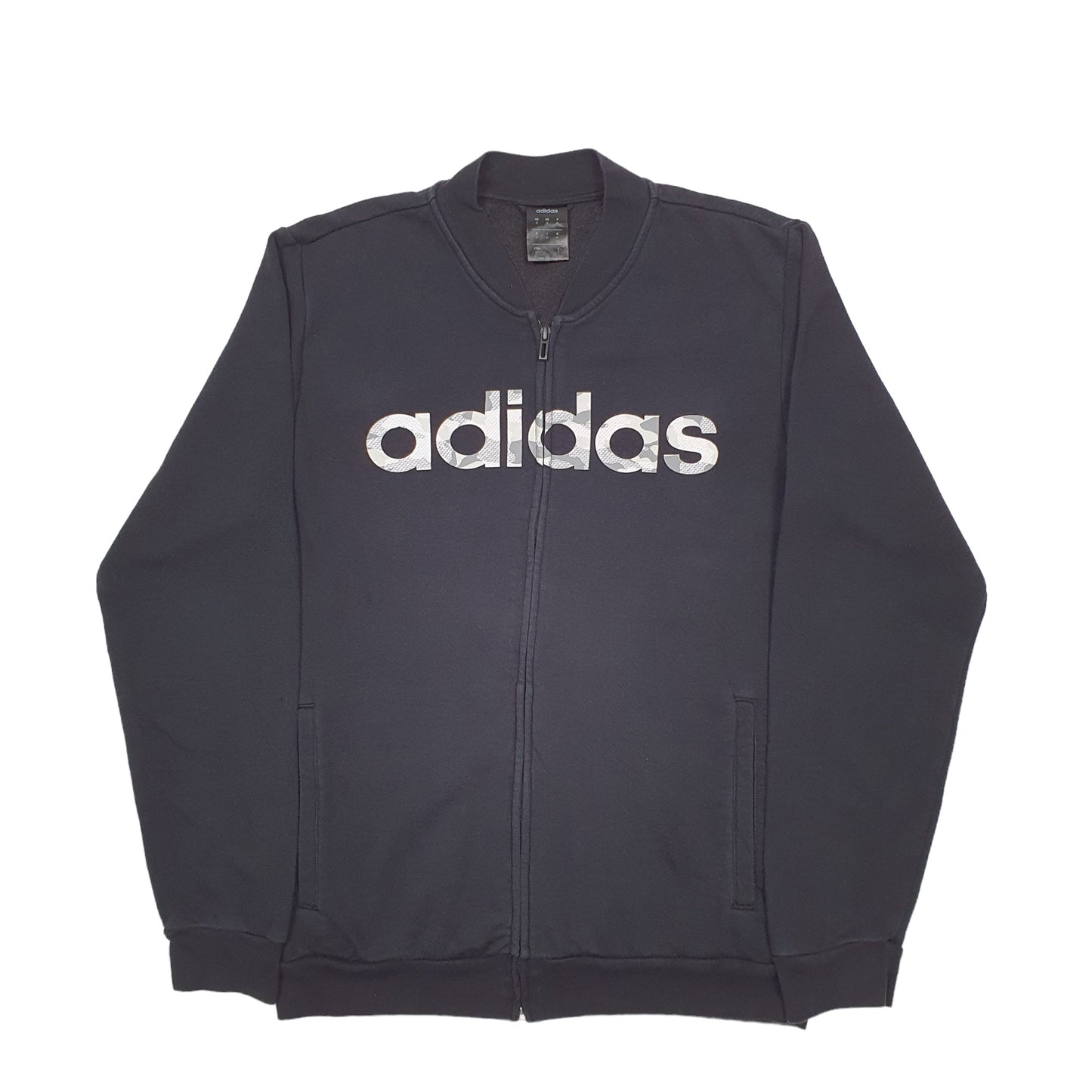 Mens Black Adidas Spellout Full Zip Jumper