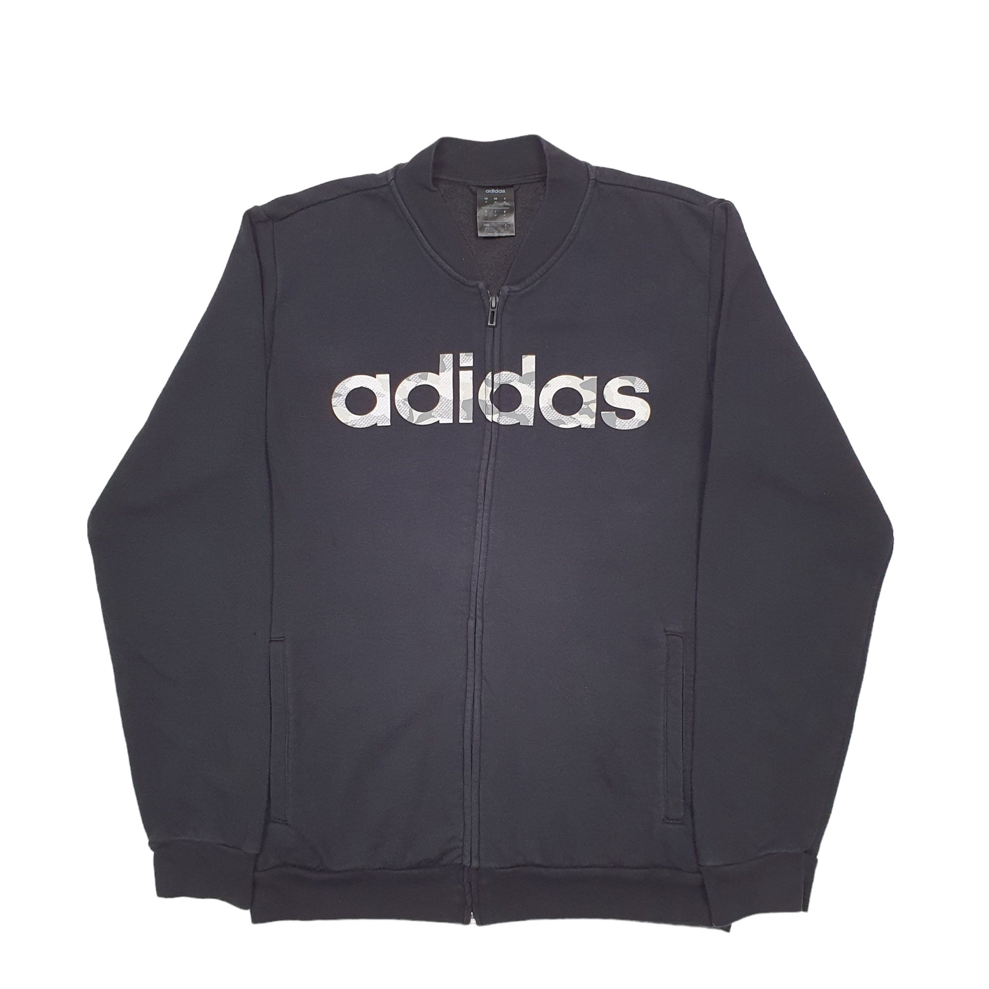 Mens Black Adidas Spellout Full Zip Jumper