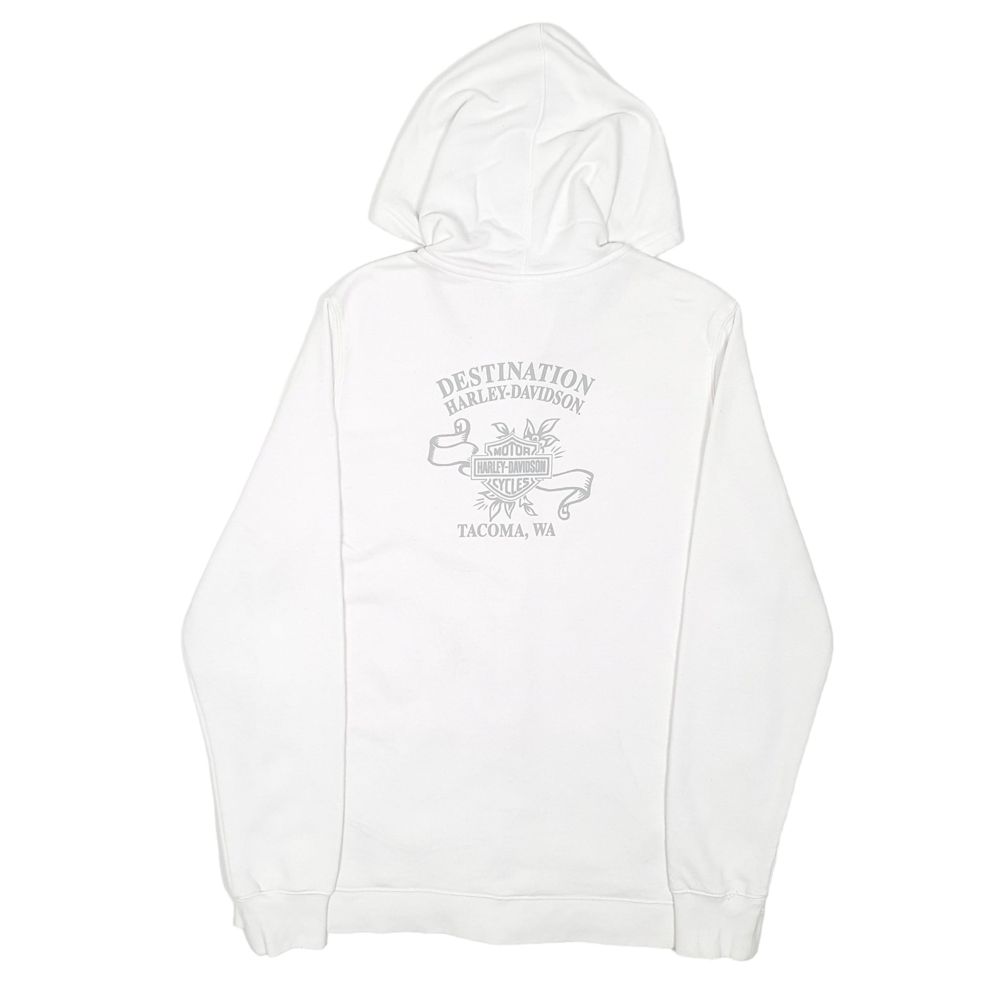 Womens White Harley Davidson Hoodie Motorcycles Biker Tacoma Full Zip Jumper