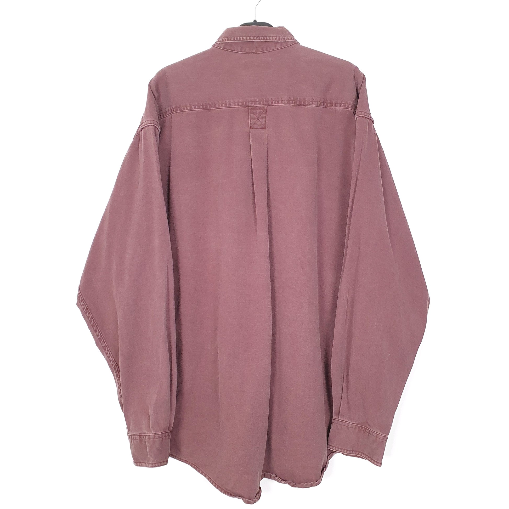 Mens Burgundy L.L.Bean Overshirt Vintage 1990s Made In Canada Long Sleeve Shirt