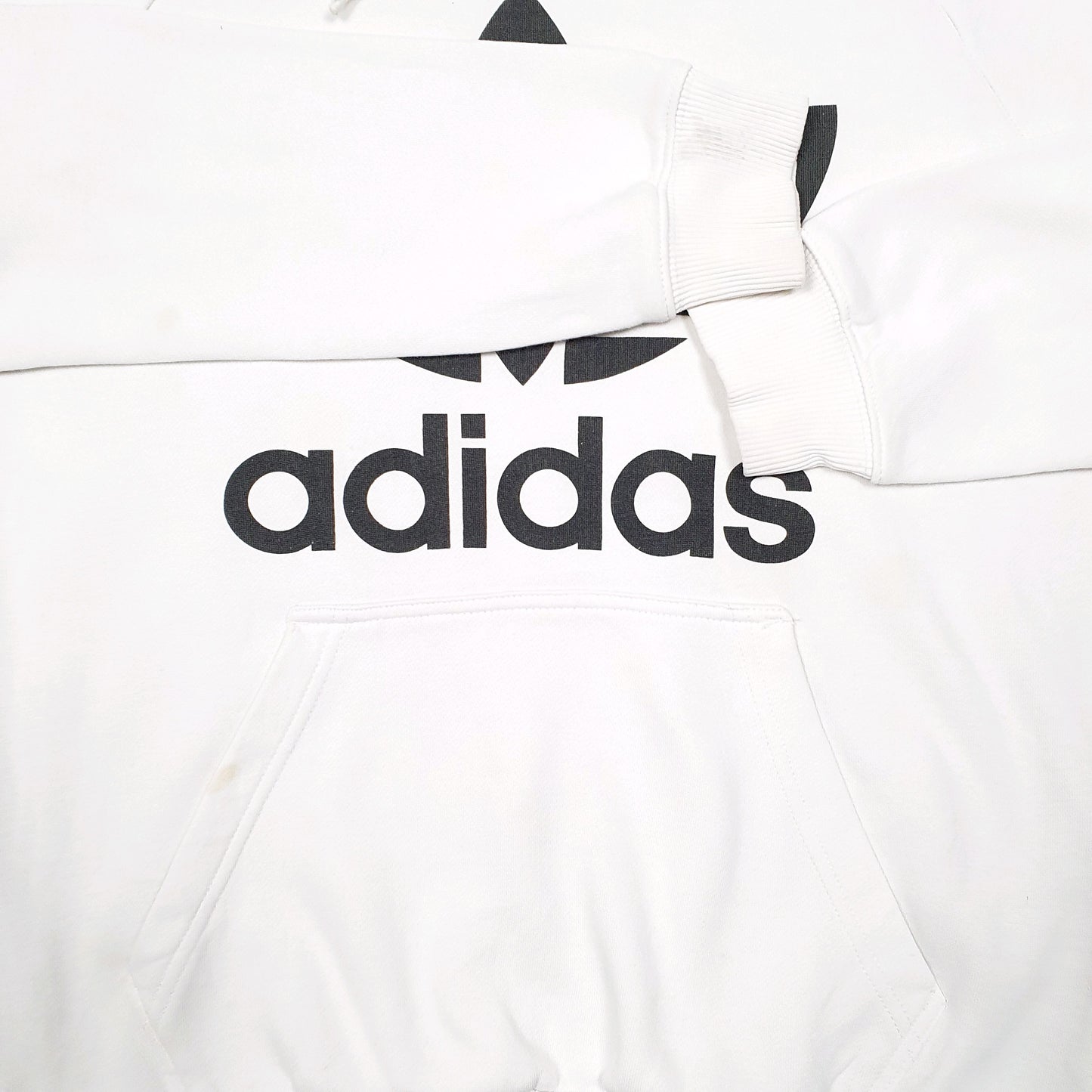 Mens White Adidas Spellout Hoodie Jumper