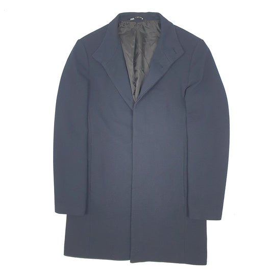 Mens Navy Zara Trench Overcoat  Coat