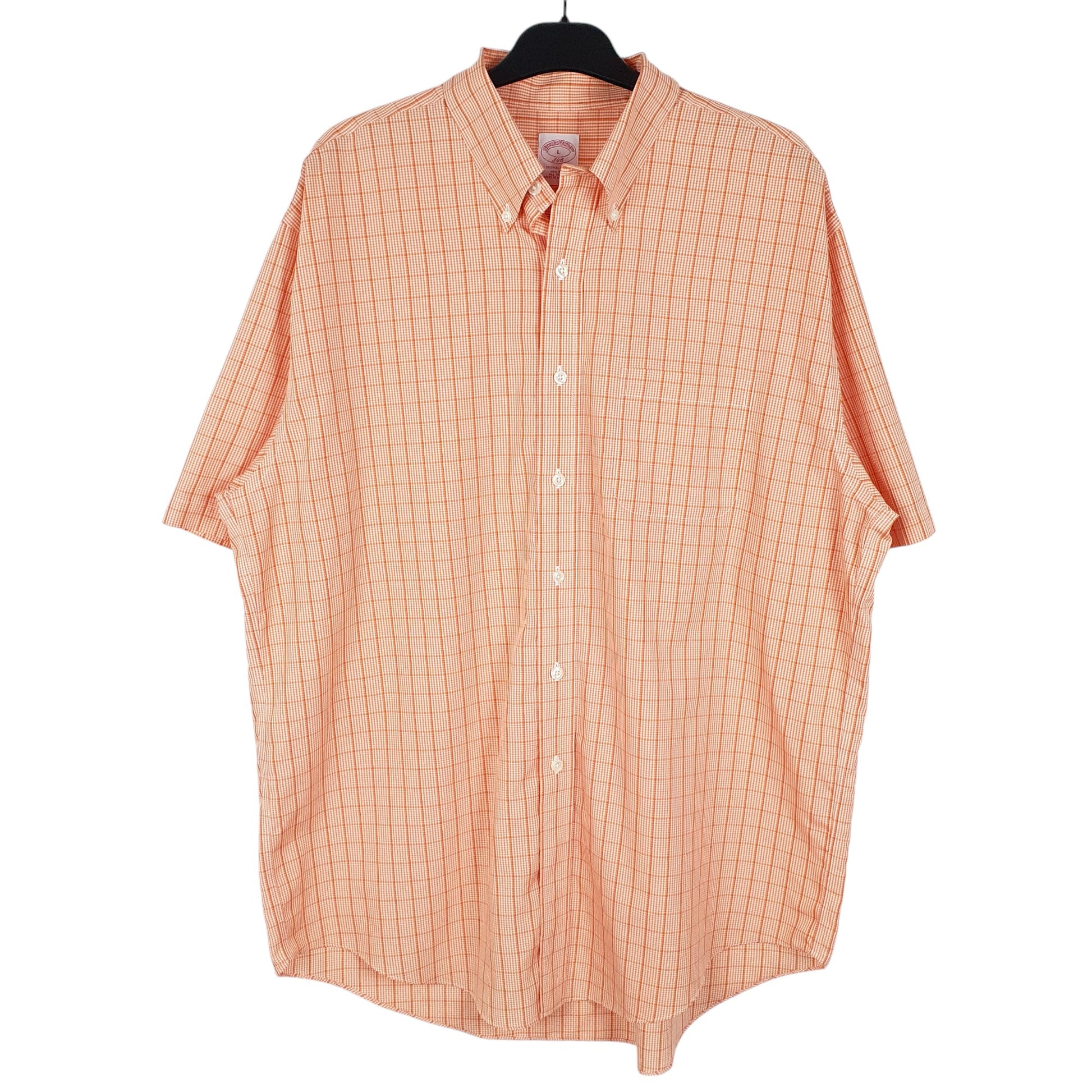 Mens Orange Brooks Brothers 346 Short Sleeve Shirt