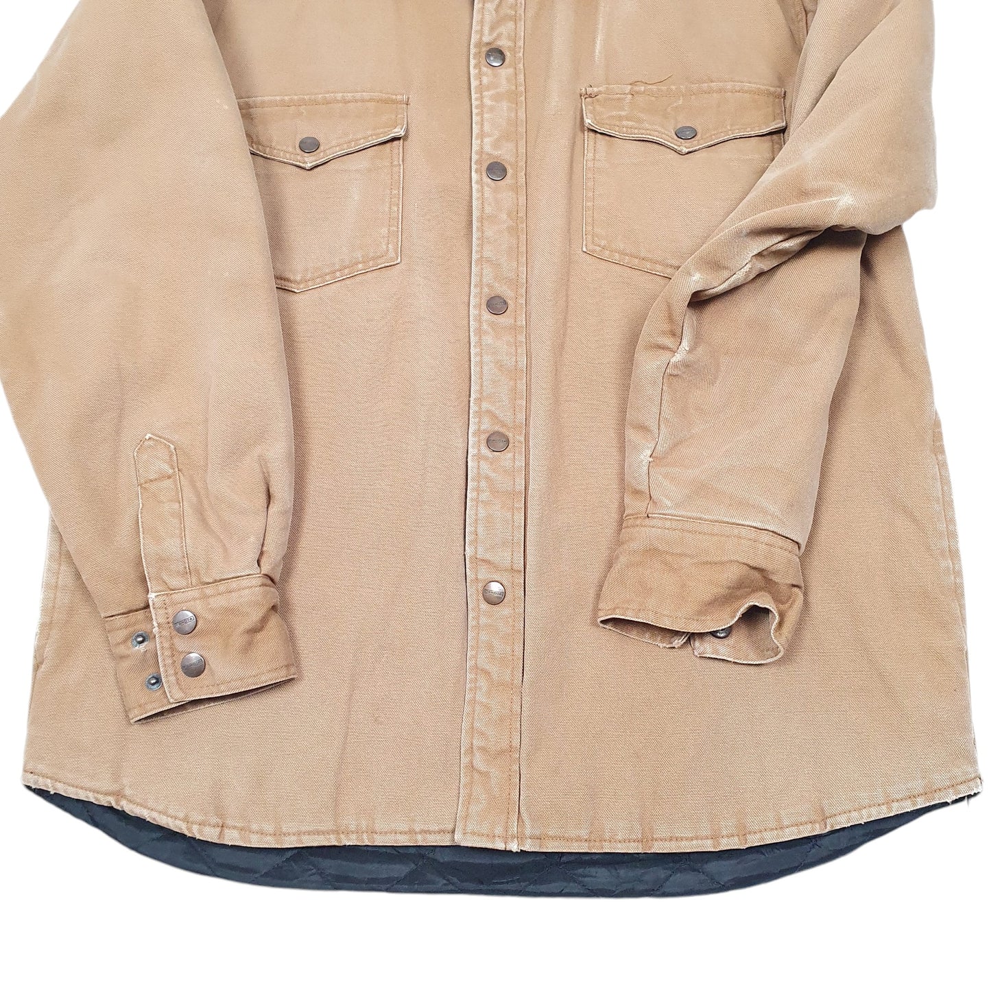 Mens Tan Dakota Quilt Lined Rugged Overshirt Shacket  Coat