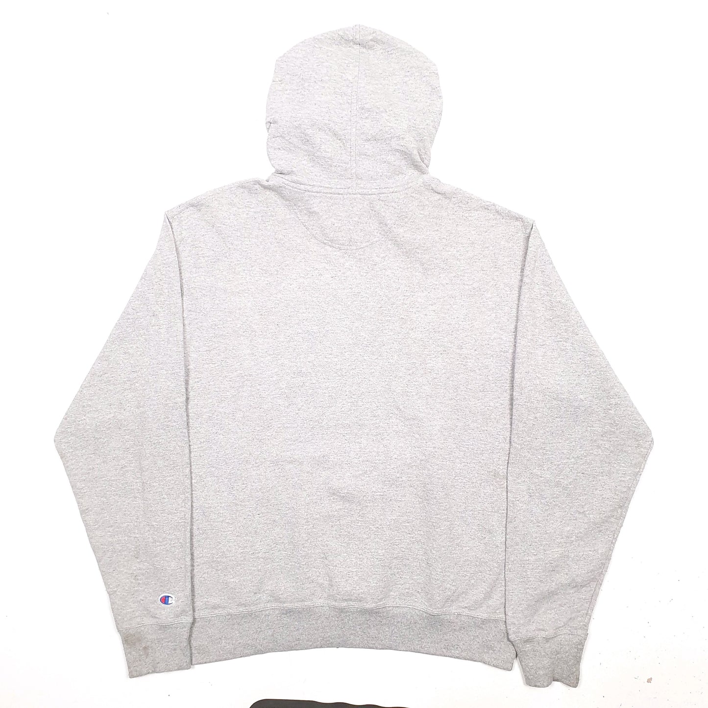 Mens Grey Champion Spellout Hoodie Jumper