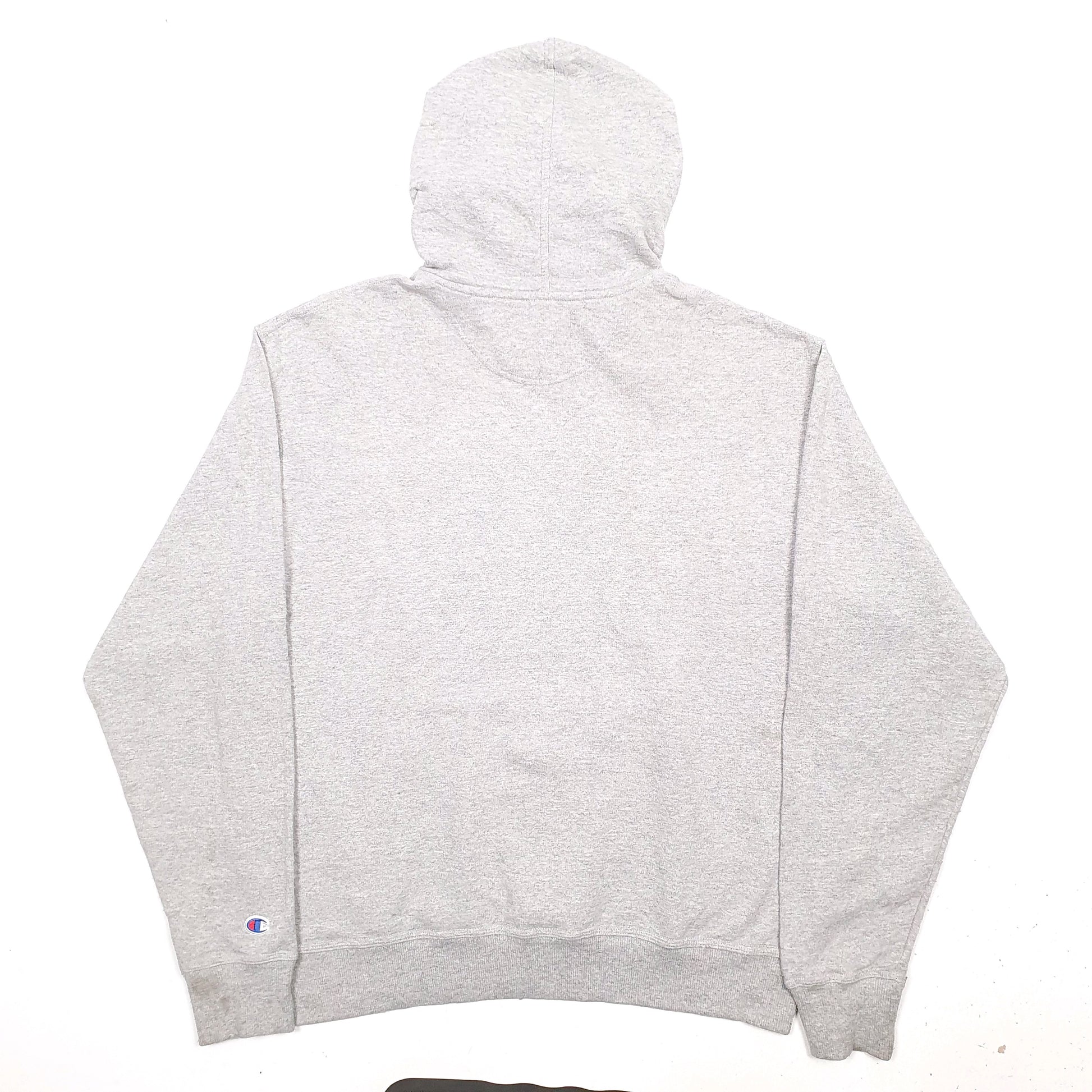 Mens Grey Champion Spellout Hoodie Jumper