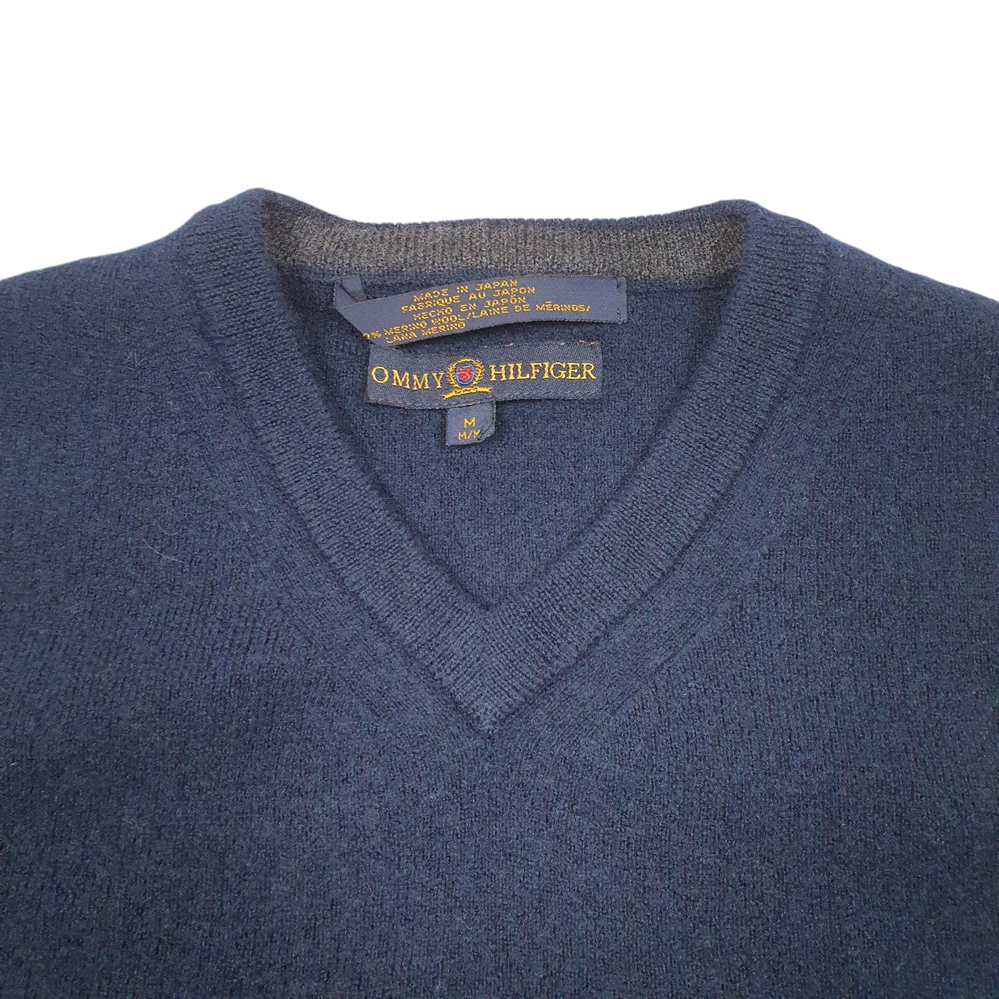 Womens Navy Tommy Hilfiger Knit Merino Tank Top Sweater Vest V Neck Jumper