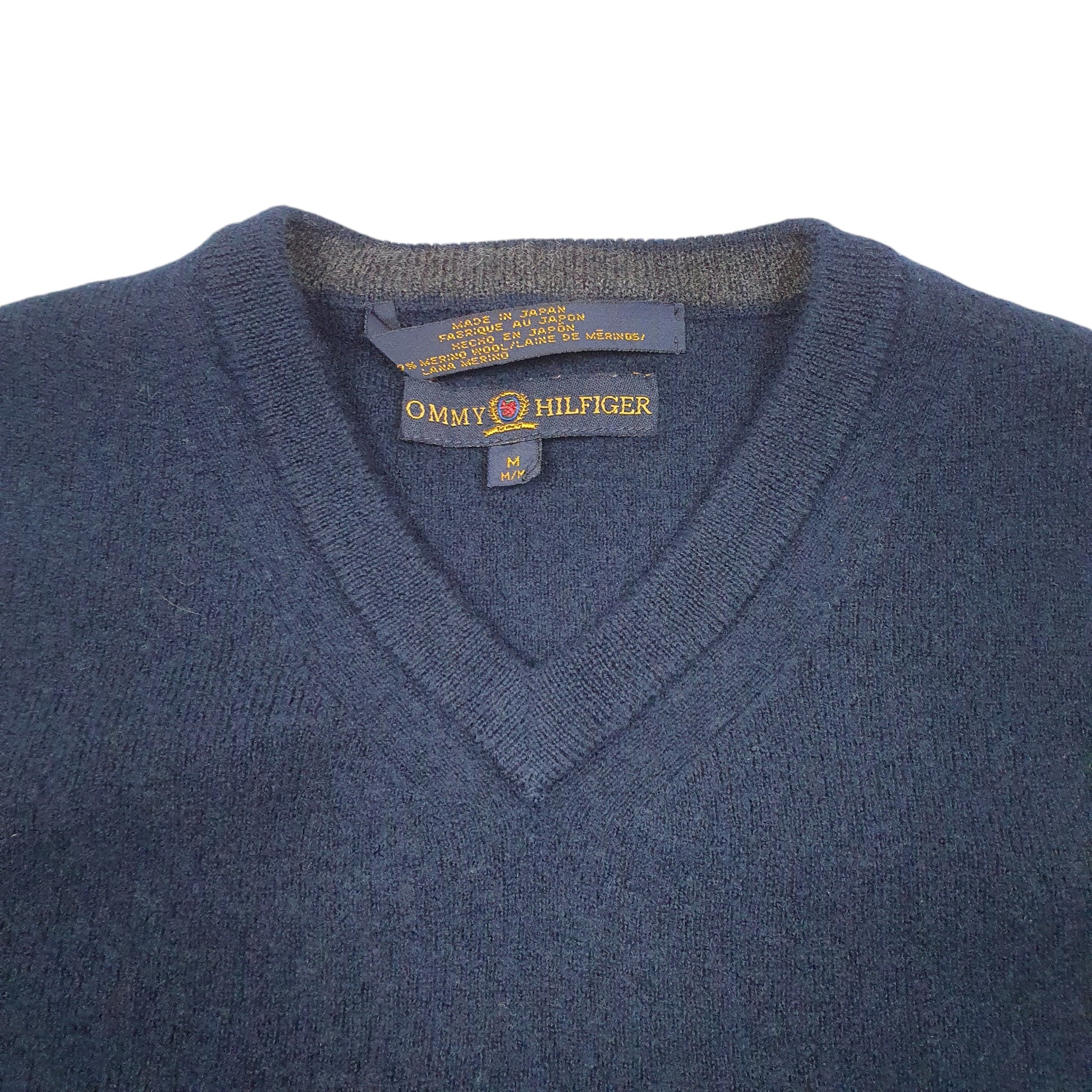 Womens Navy Tommy Hilfiger Knit Merino Tank Top Sweater Vest V Neck Jumper