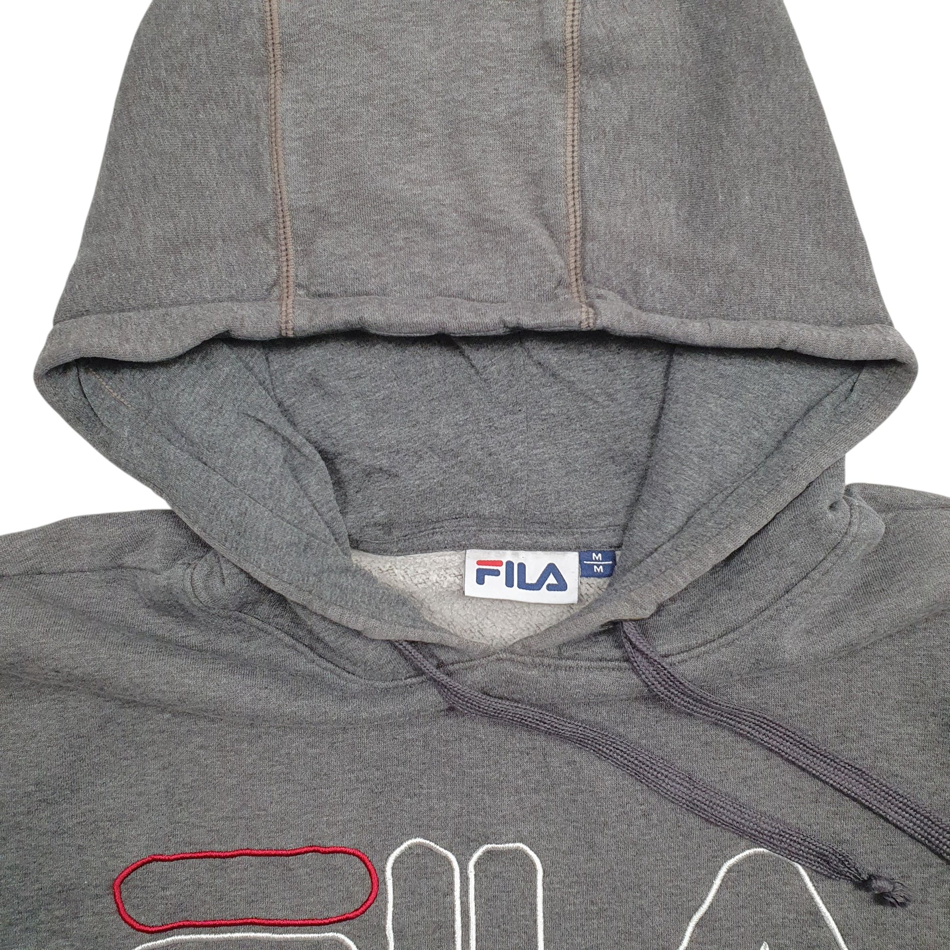 Mens Grey Fila Spellout Hoodie Jumper