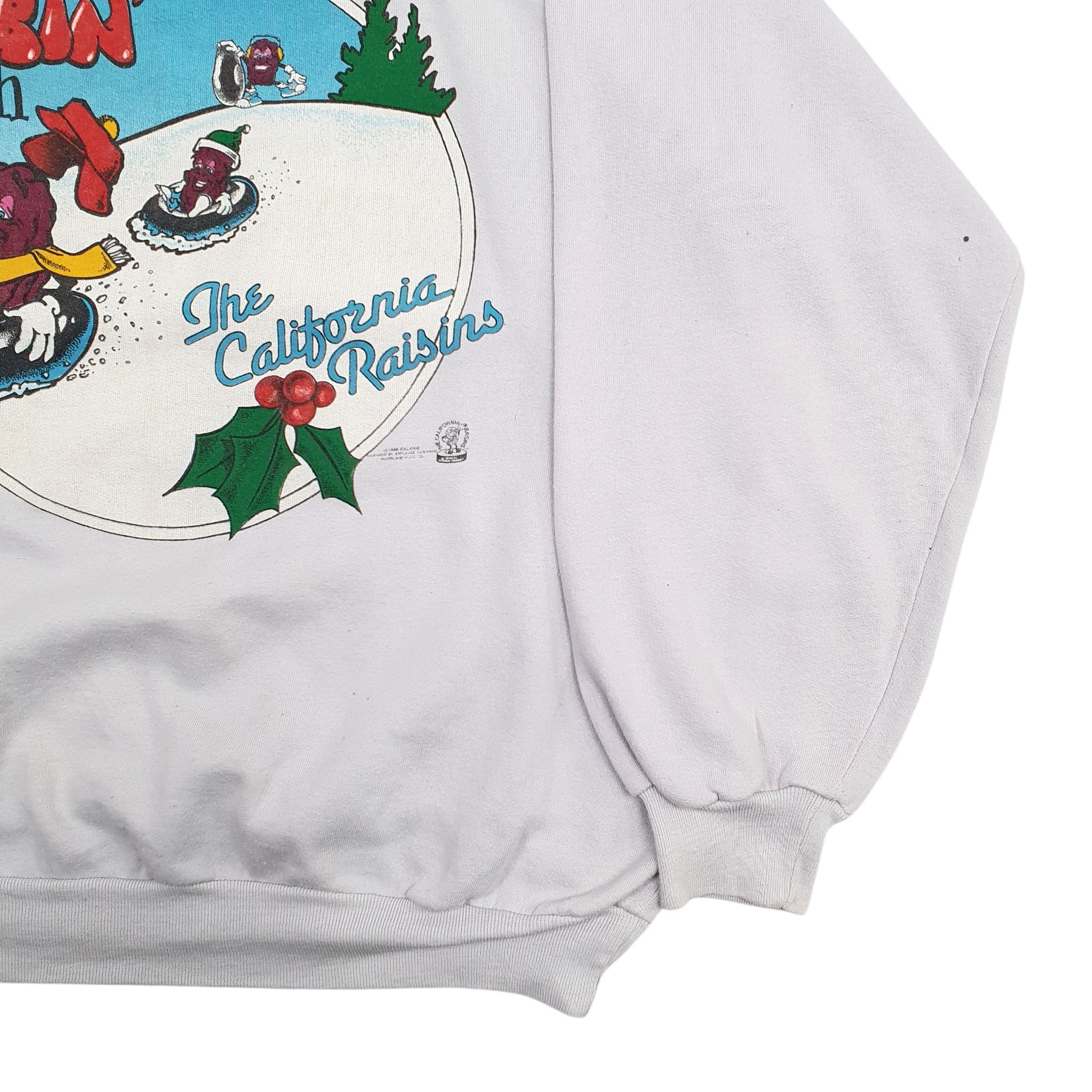 Mens Grey Sun Sun Sun California Raisins Cartoon Vintage 90's Crewneck Jumper