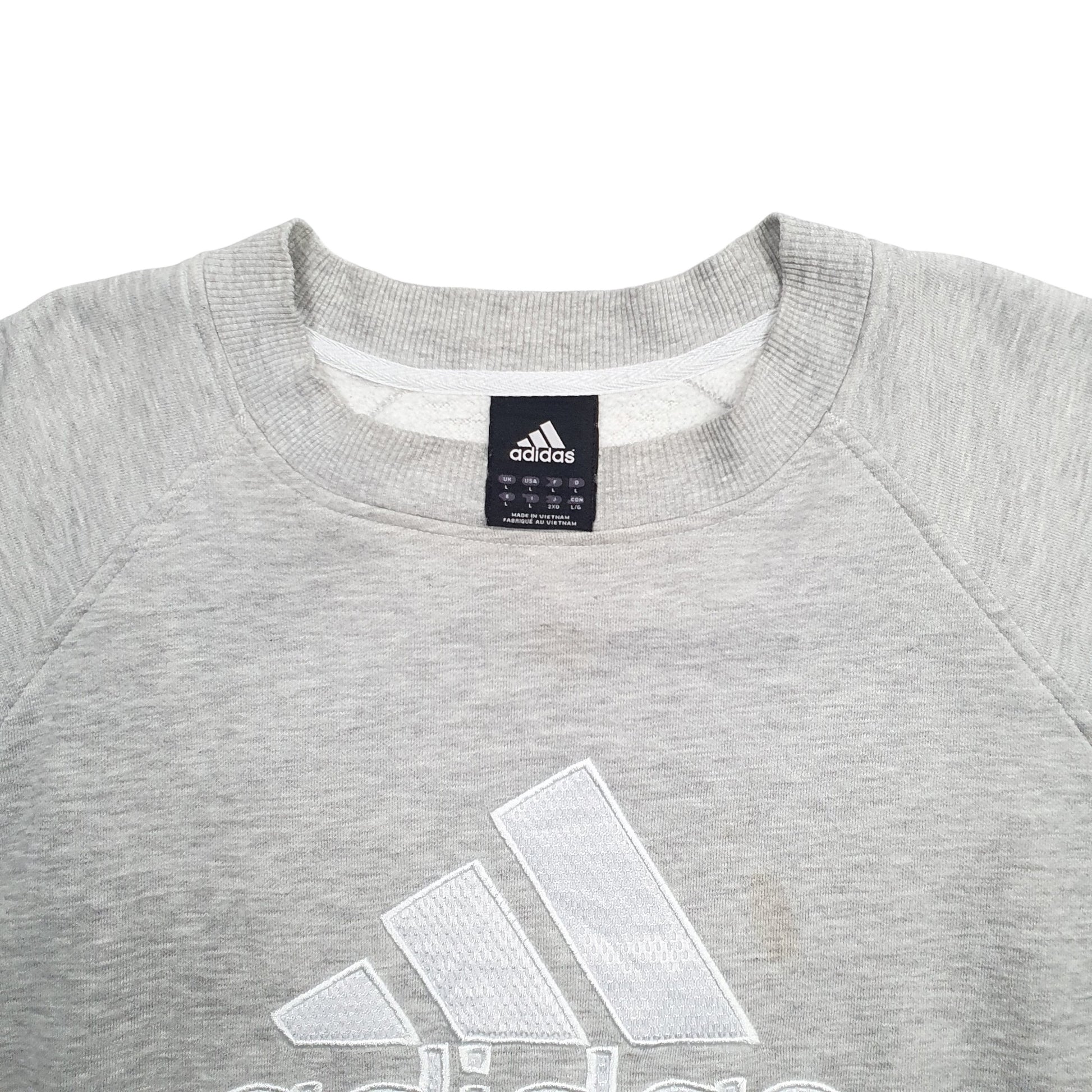Mens Grey Adidas Spellout Crewneck Jumper