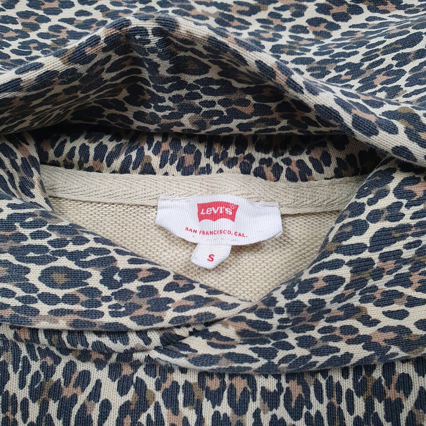 Womens Beige Levis Leopard Print Hoodie Jumper