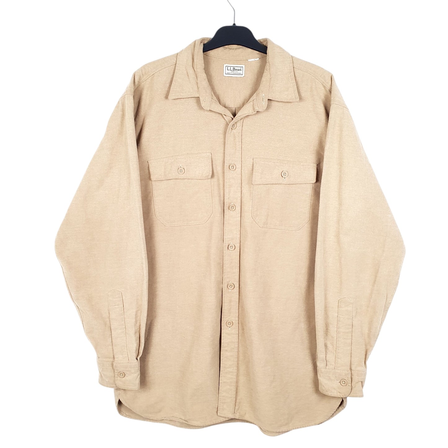 Mens Beige L.L.Bean Chamois Overshirt Shacket Long Sleeve Shirt
