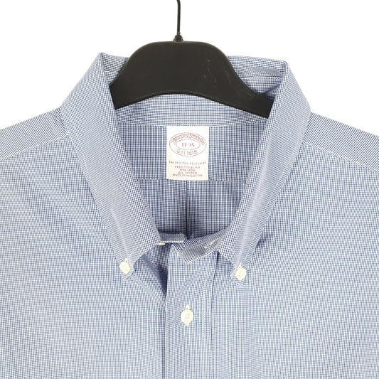 Mens Blue Brooks Brothers Houndstooth Long Sleeve Shirt