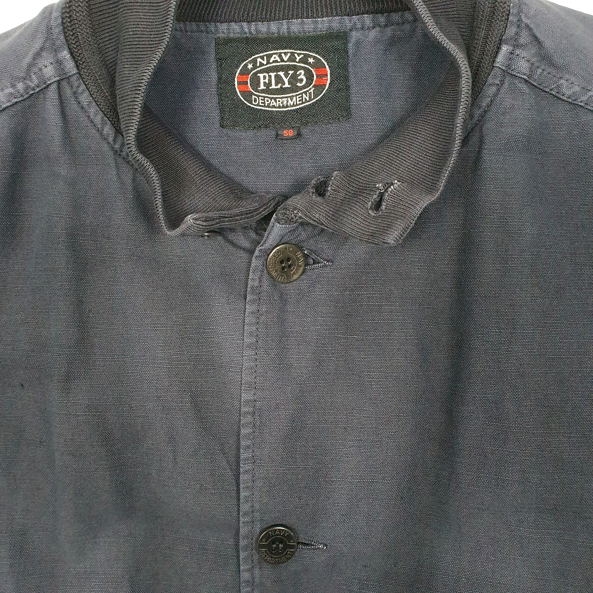 Mens Navy Navy Fly 3 Department Vintage 1980s Chore Sailors  Coat