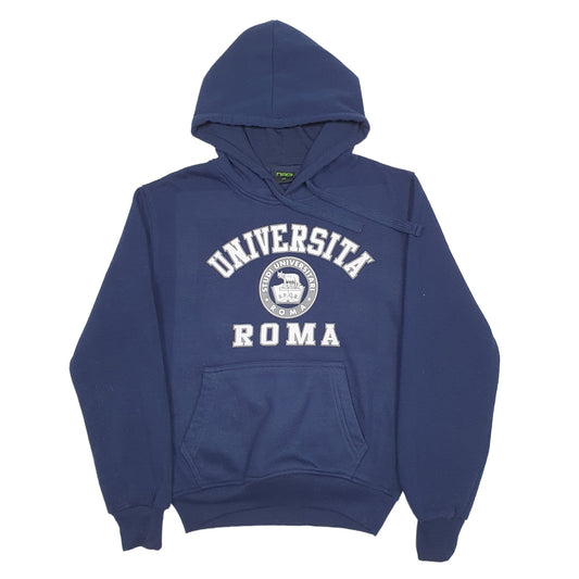 Mens Navy Naqi University Roma Spellout Hoodie Jumper