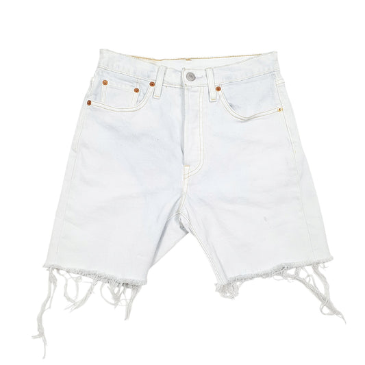 Womens Blue Levis 501 Jorts Cut Offs Bleached Faded Denim Shorts