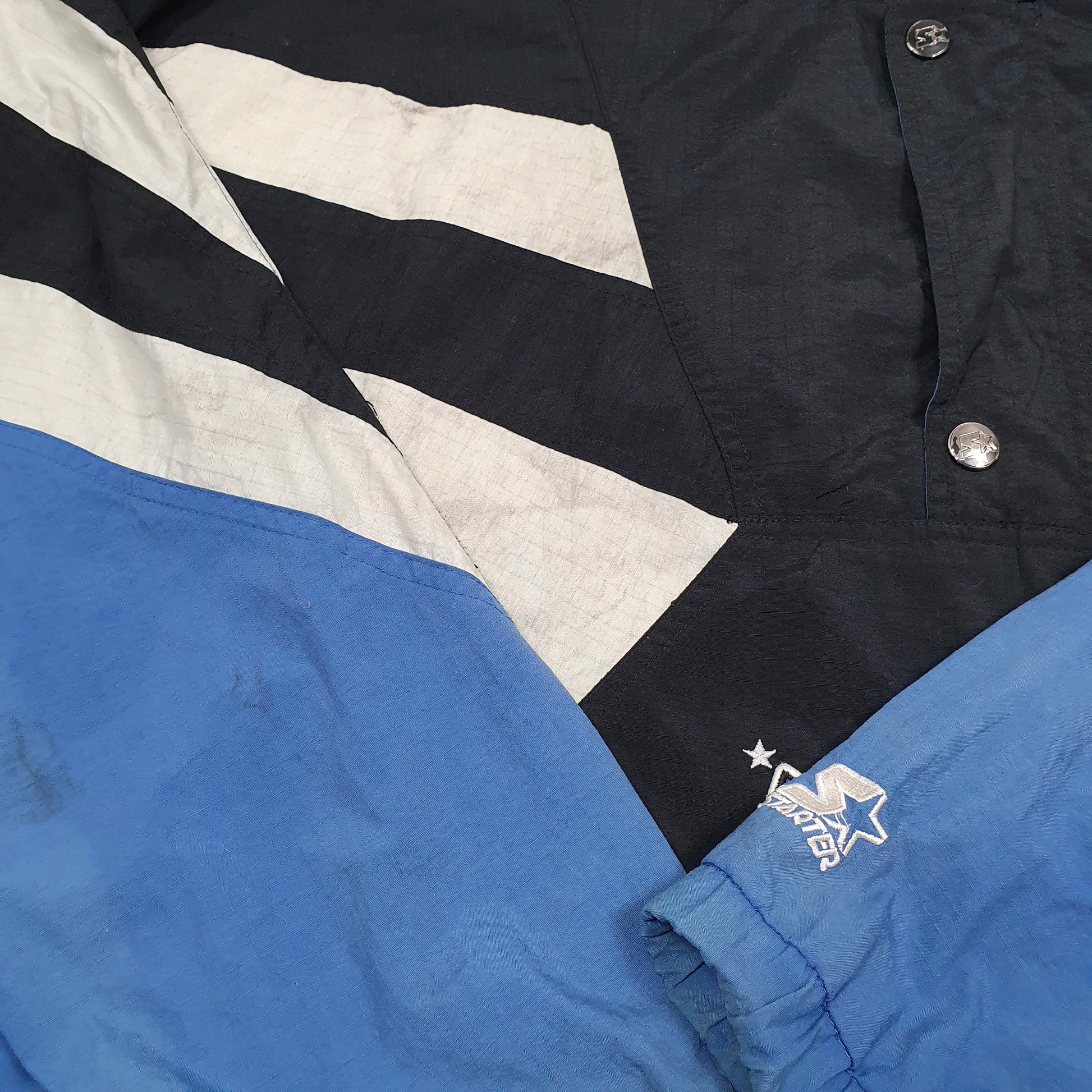 Mens Black Starter Vintage 90s Orlando Magic NBA Spellout Smock  Coat