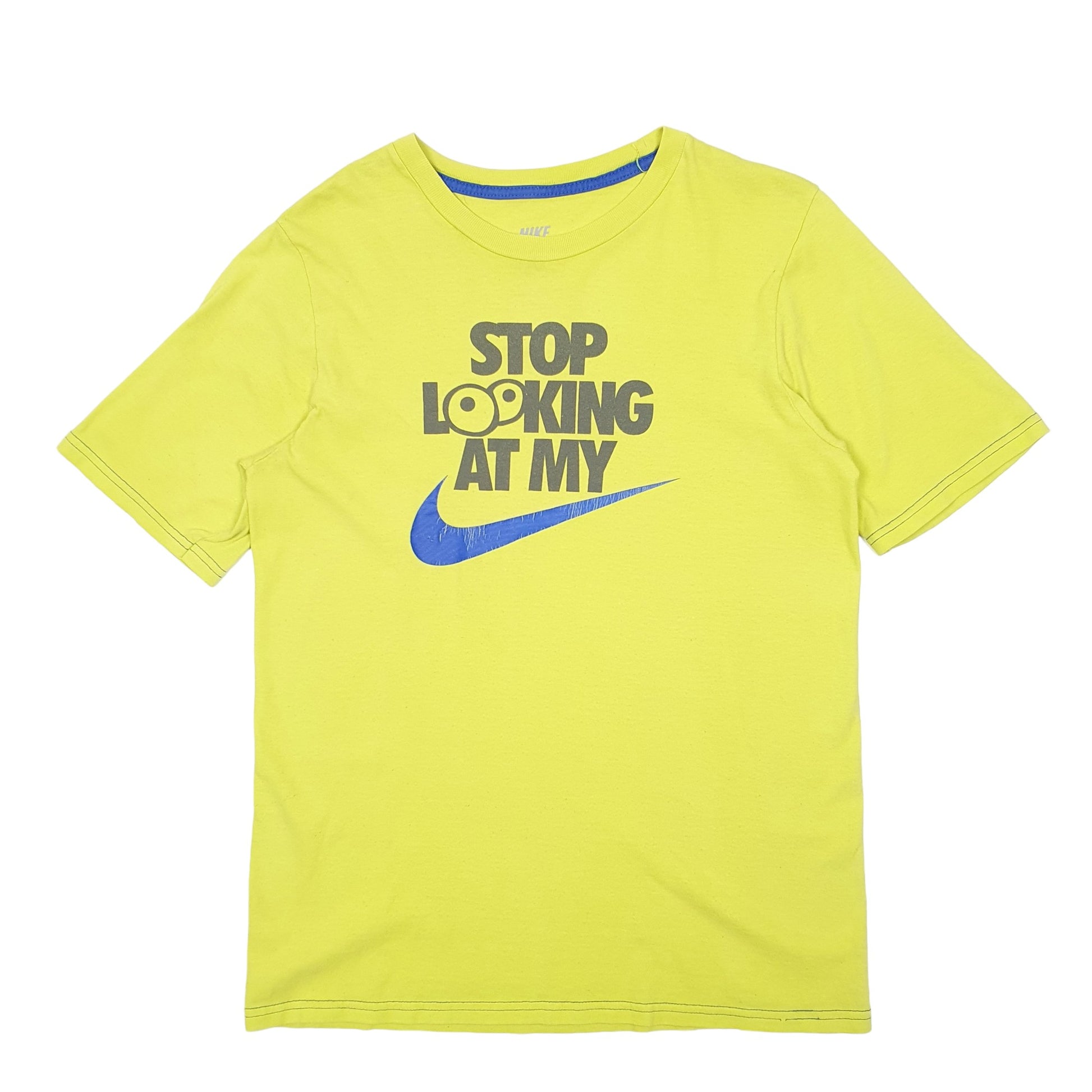 Mens Green Nike Slim Stop Looking At My Swoosh Short Sleeve T Shirt