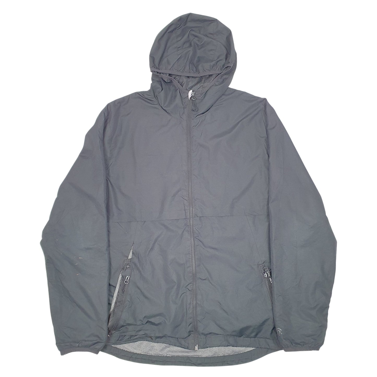 Mens Black Champion Hooded Lightweight V Neck Coat