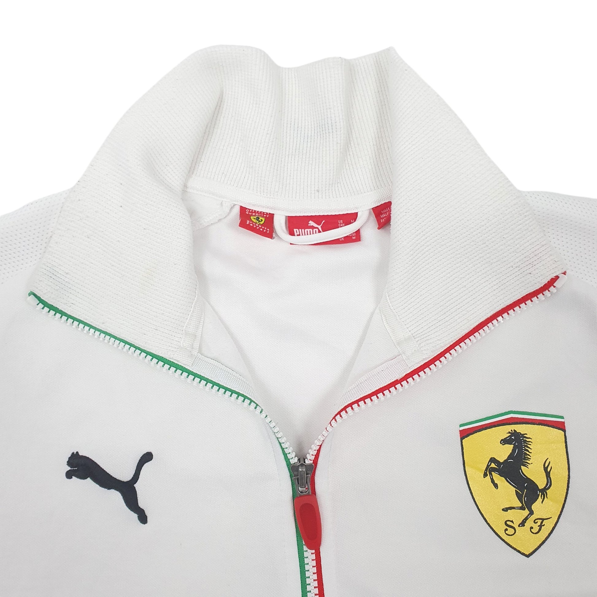 Mens White Puma Ferrari Full Zip Jumper