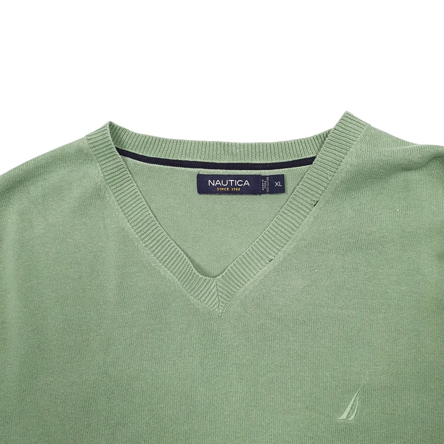 Mens Green Nautica Knit Crewneck Jumper