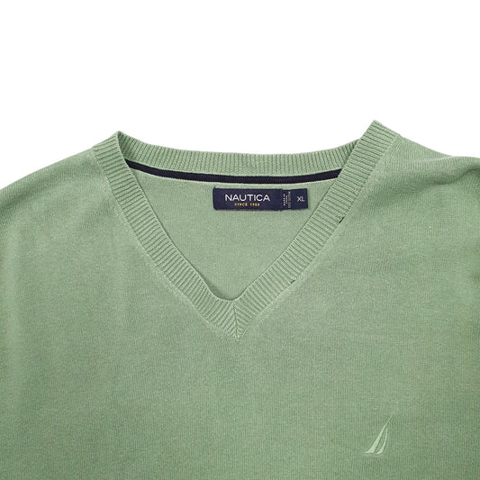 Mens Green Nautica Knit Crewneck Jumper