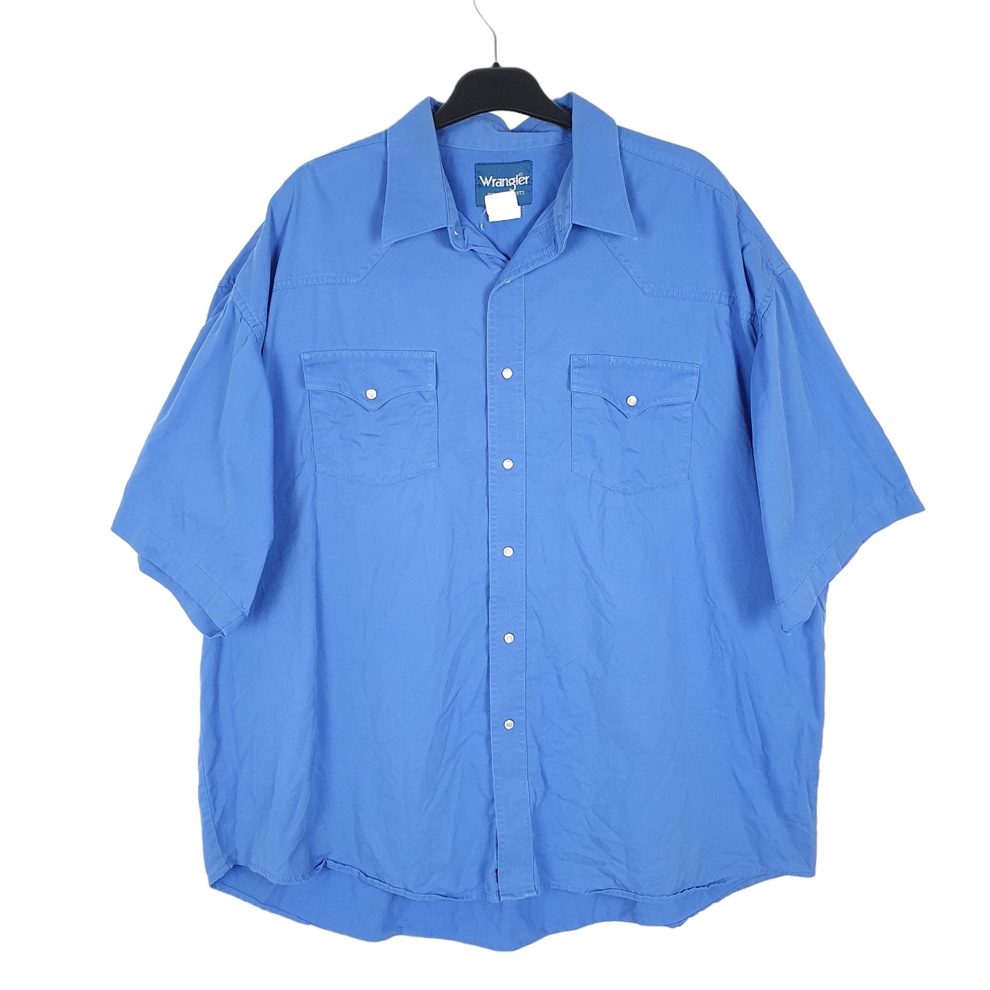 Mens Blue Wrangler Western Vintage Short Sleeve Shirt