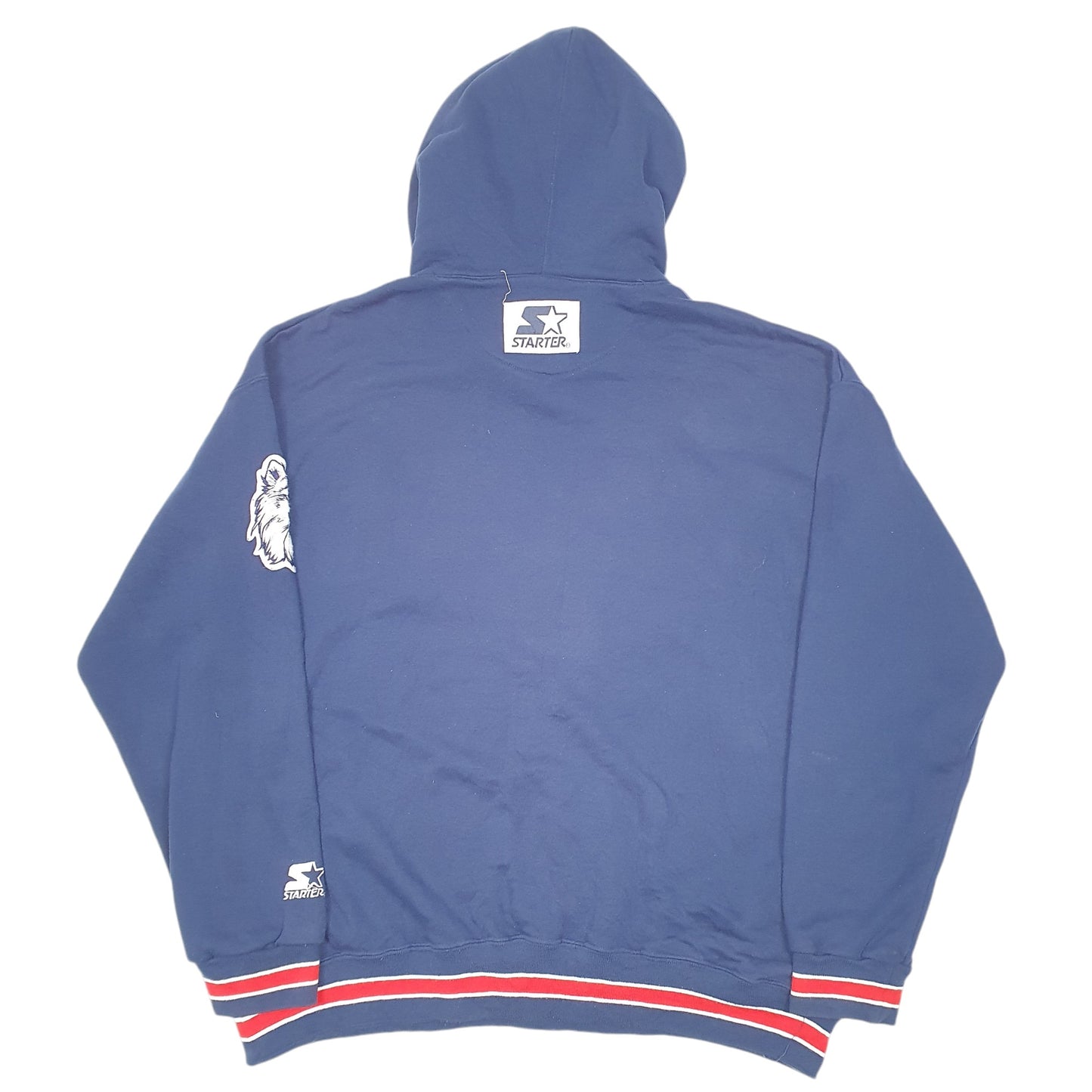 Mens Navy Starter Uconn Huskies Spellout USA Football Vintage Hoodie Jumper