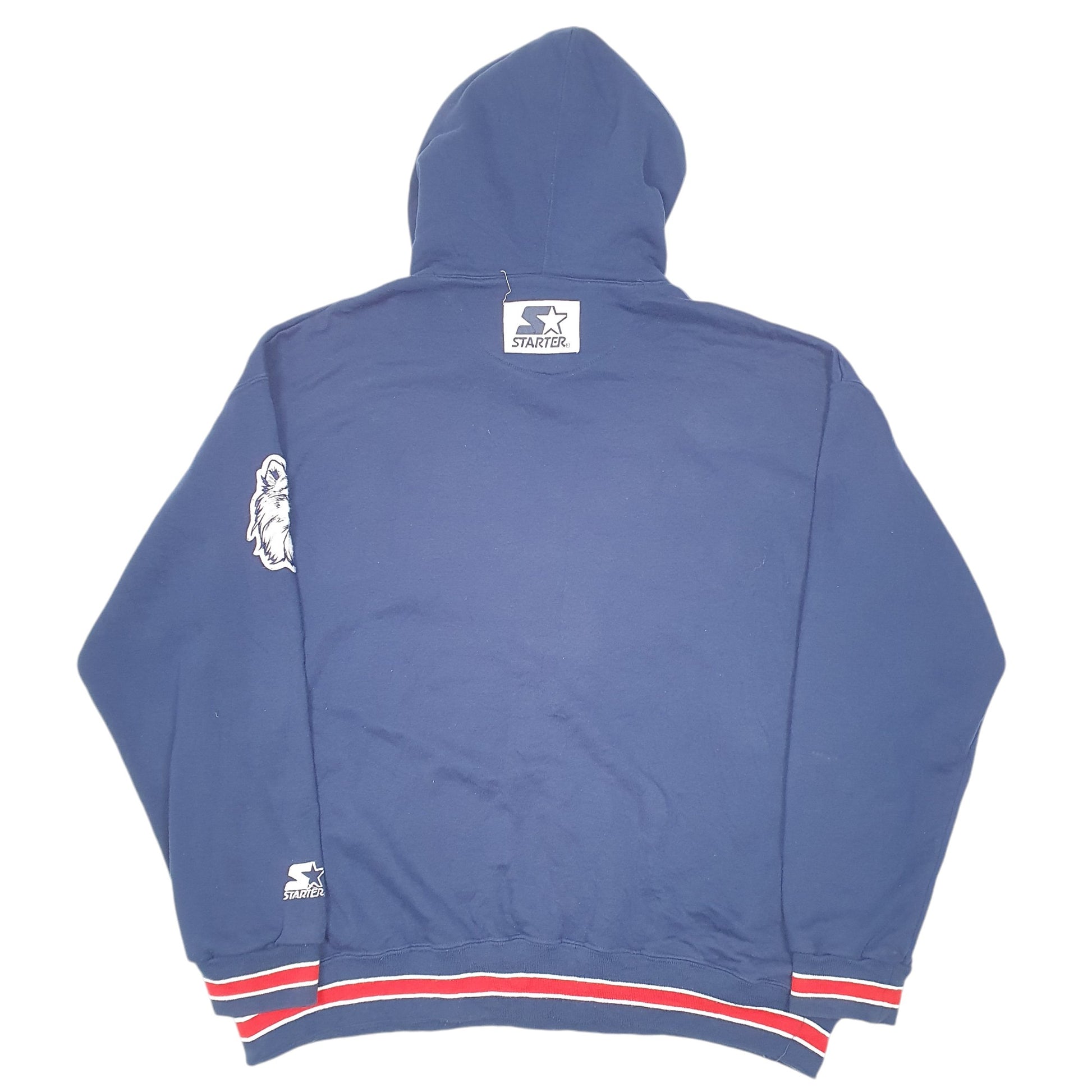 Mens Navy Starter Uconn Huskies Spellout USA Football Vintage Hoodie Jumper