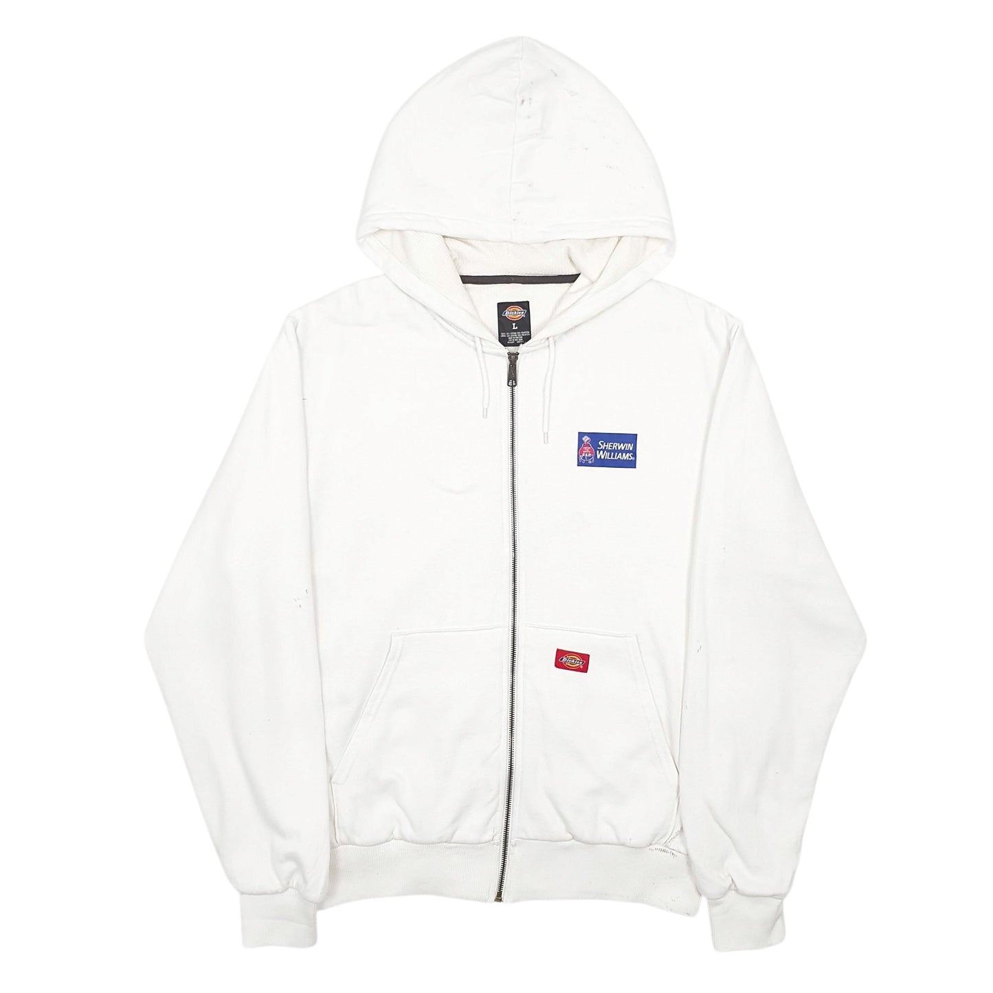 Mens White Dickies Workwear Full Zip Jumper