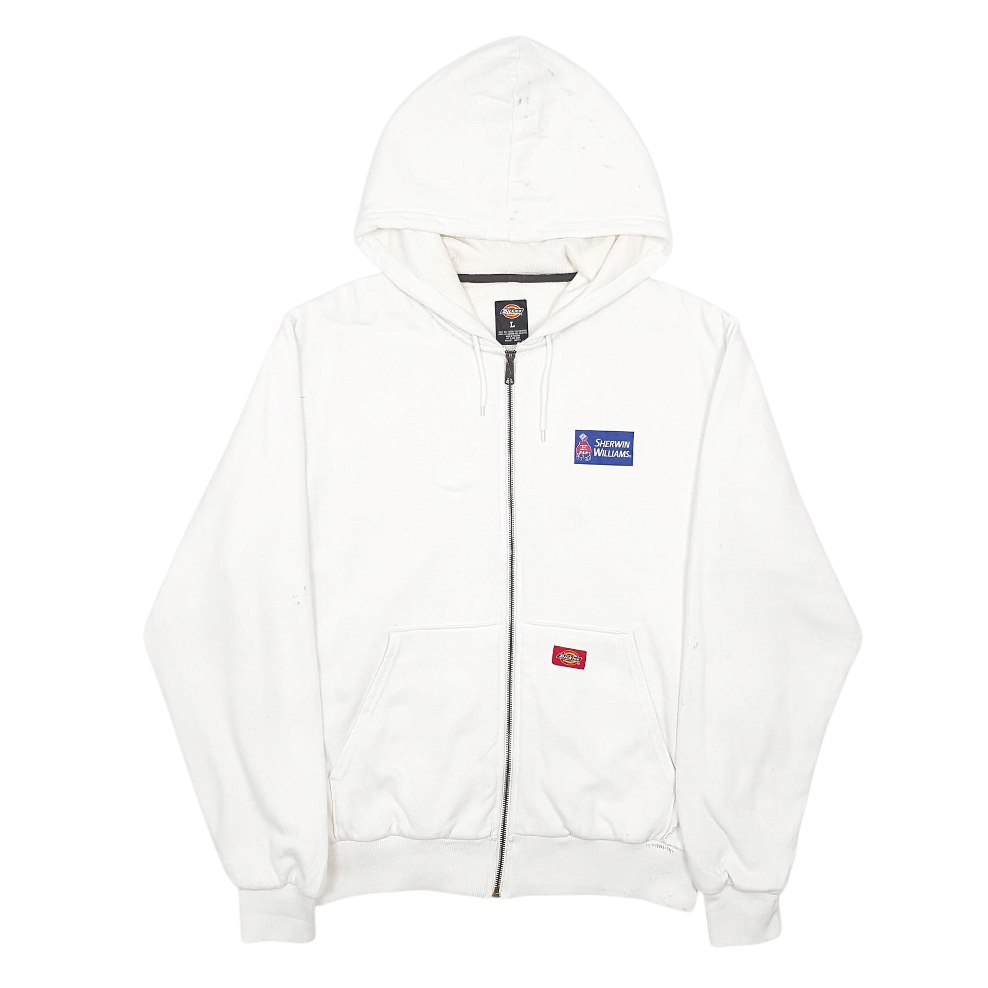 Mens White Dickies Workwear Full Zip Jumper