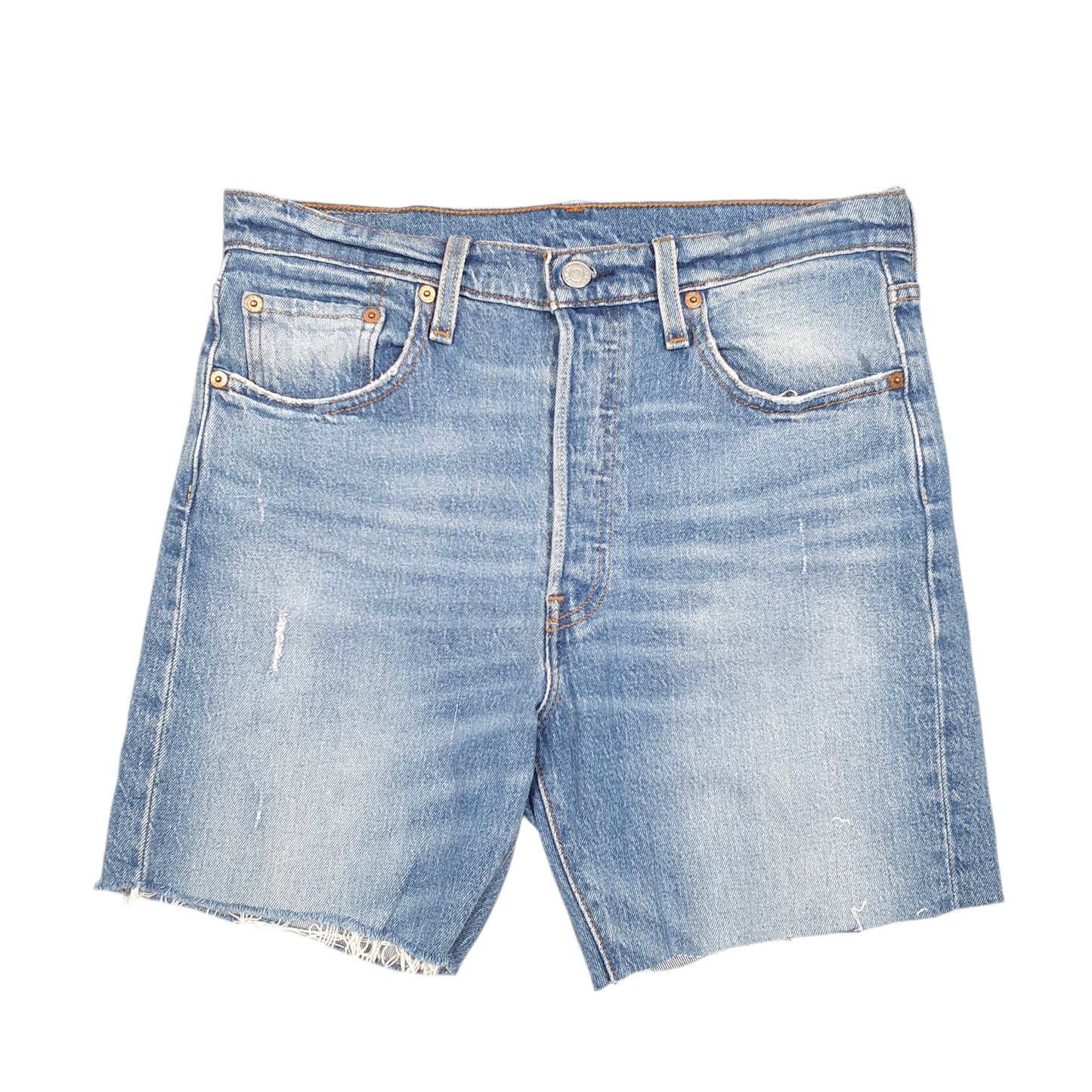Mens Blue Levis 501 Jorts Cut Offs Distressed Denim Shorts