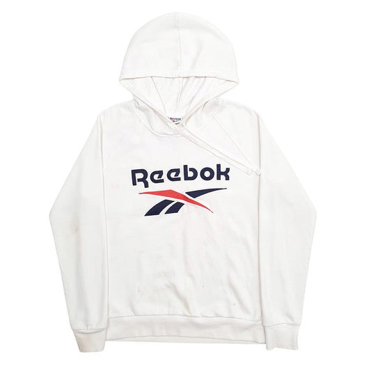 Womens White Reebok Spellout Hoodie Jumper