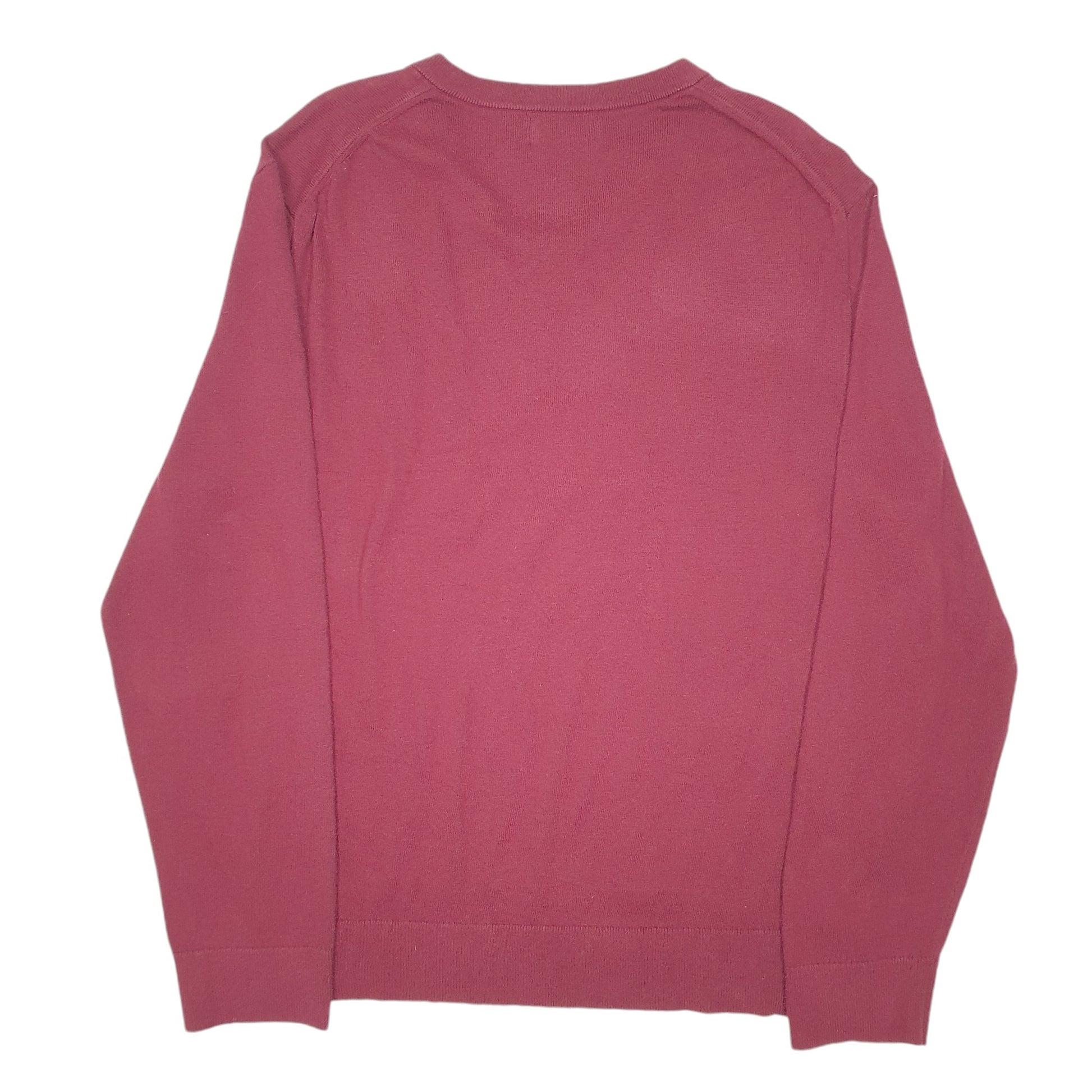 Mens Burgundy Nautica Knit V Neck Jumper