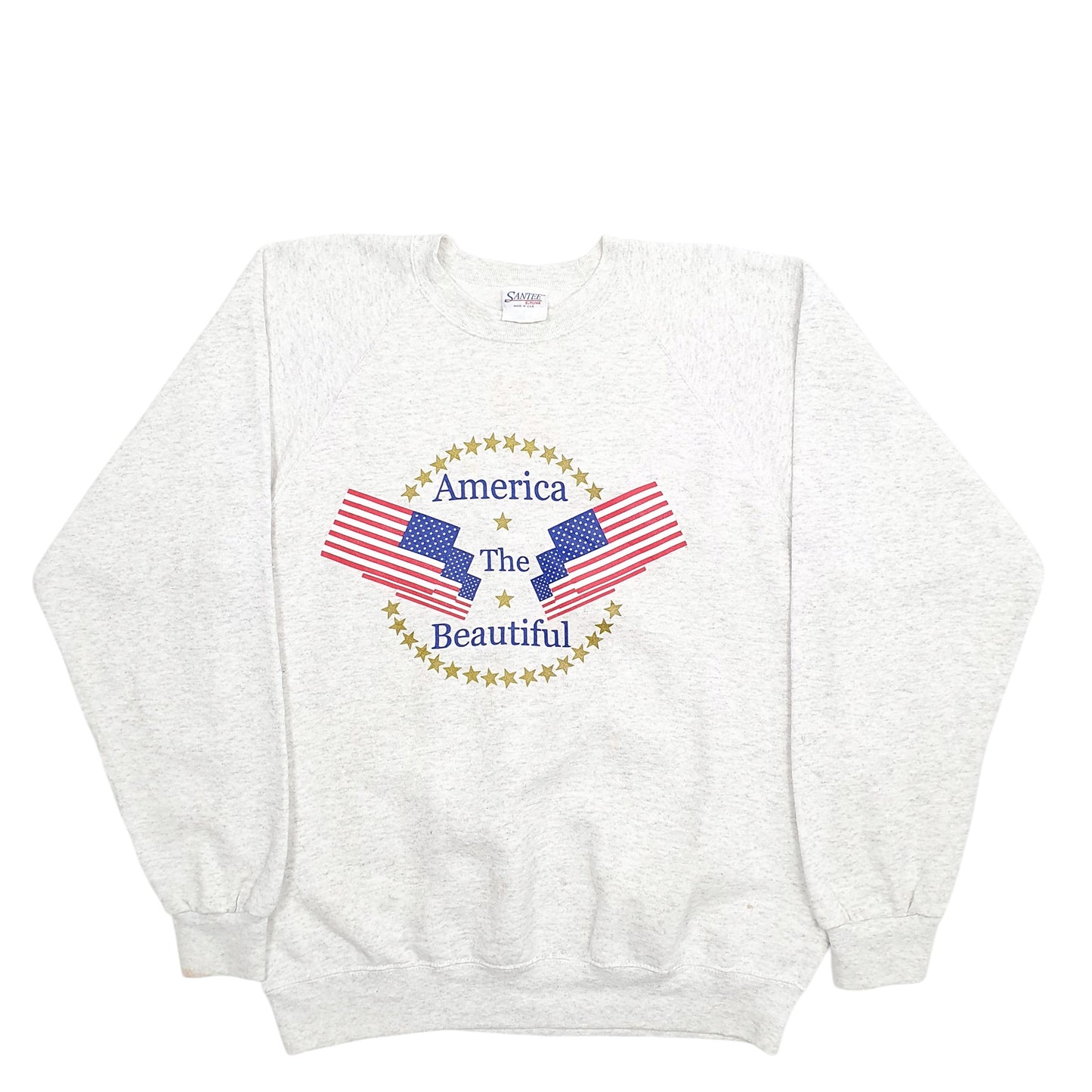 Mens Grey Santee America The Beautiful Spellout Made In USA Crewneck Jumper