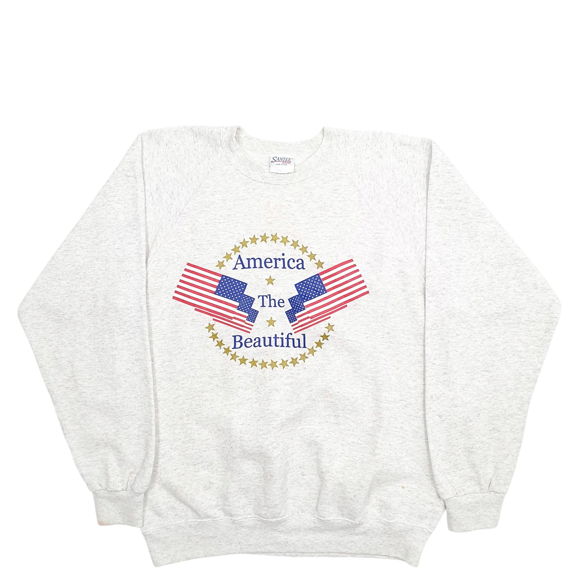 Mens Grey Santee America The Beautiful Spellout Made In USA Crewneck Jumper