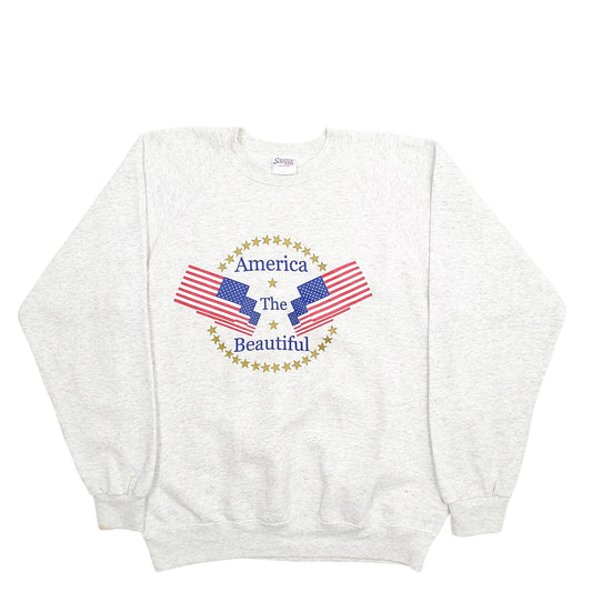 Mens Grey Santee America The Beautiful Spellout Made In USA Crewneck Jumper