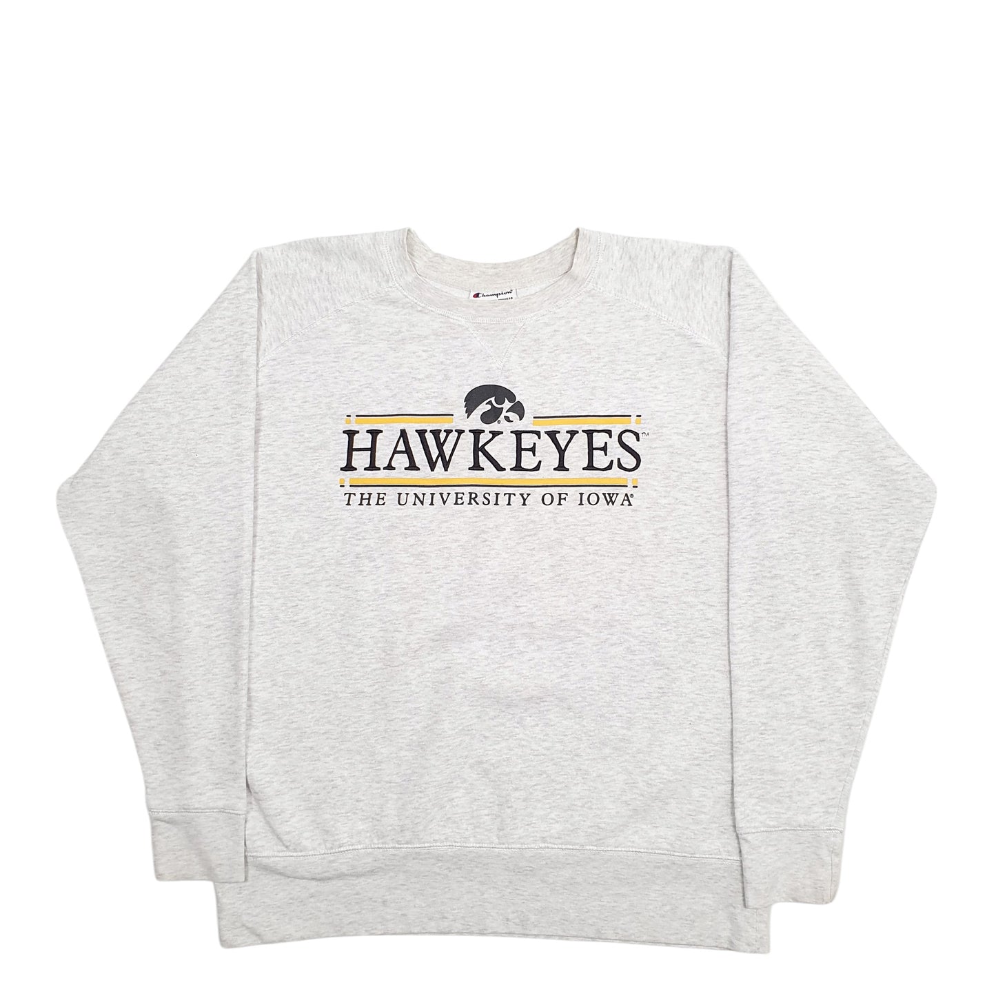 Mens Grey Champion Hawkeyes University Iowa Spellout Crewneck Jumper