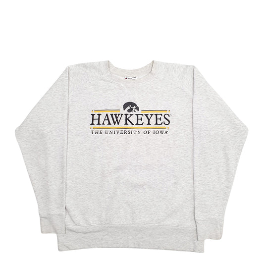 Mens Grey Champion Hawkeyes University Iowa Spellout Crewneck Jumper