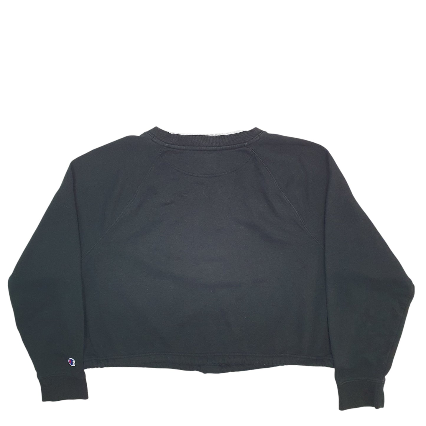 Womens Black Champion Crop Top Crewneck Jumper