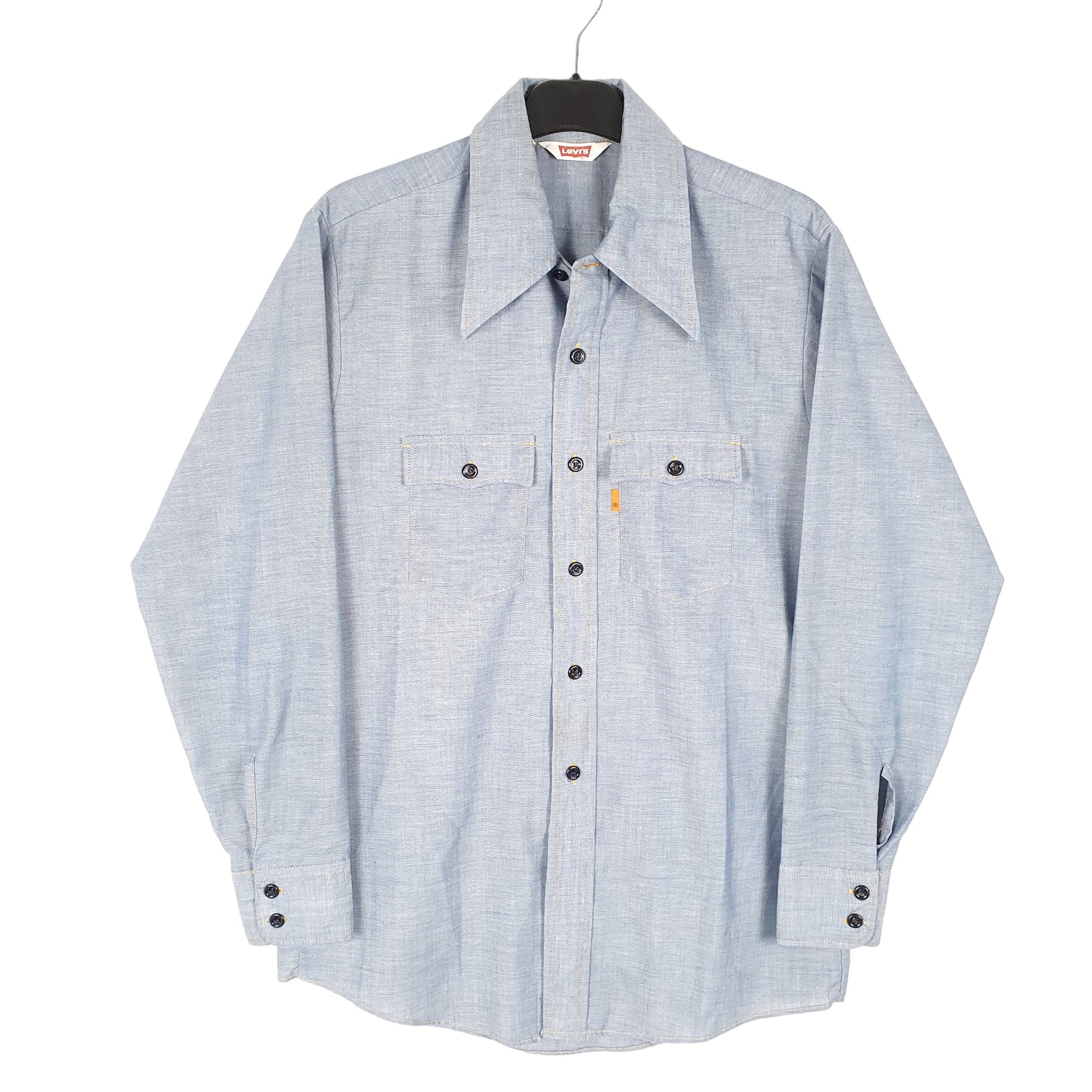 Mens Blue Levis Vintage Orange Tab Retro Casual Long Sleeve Shirt