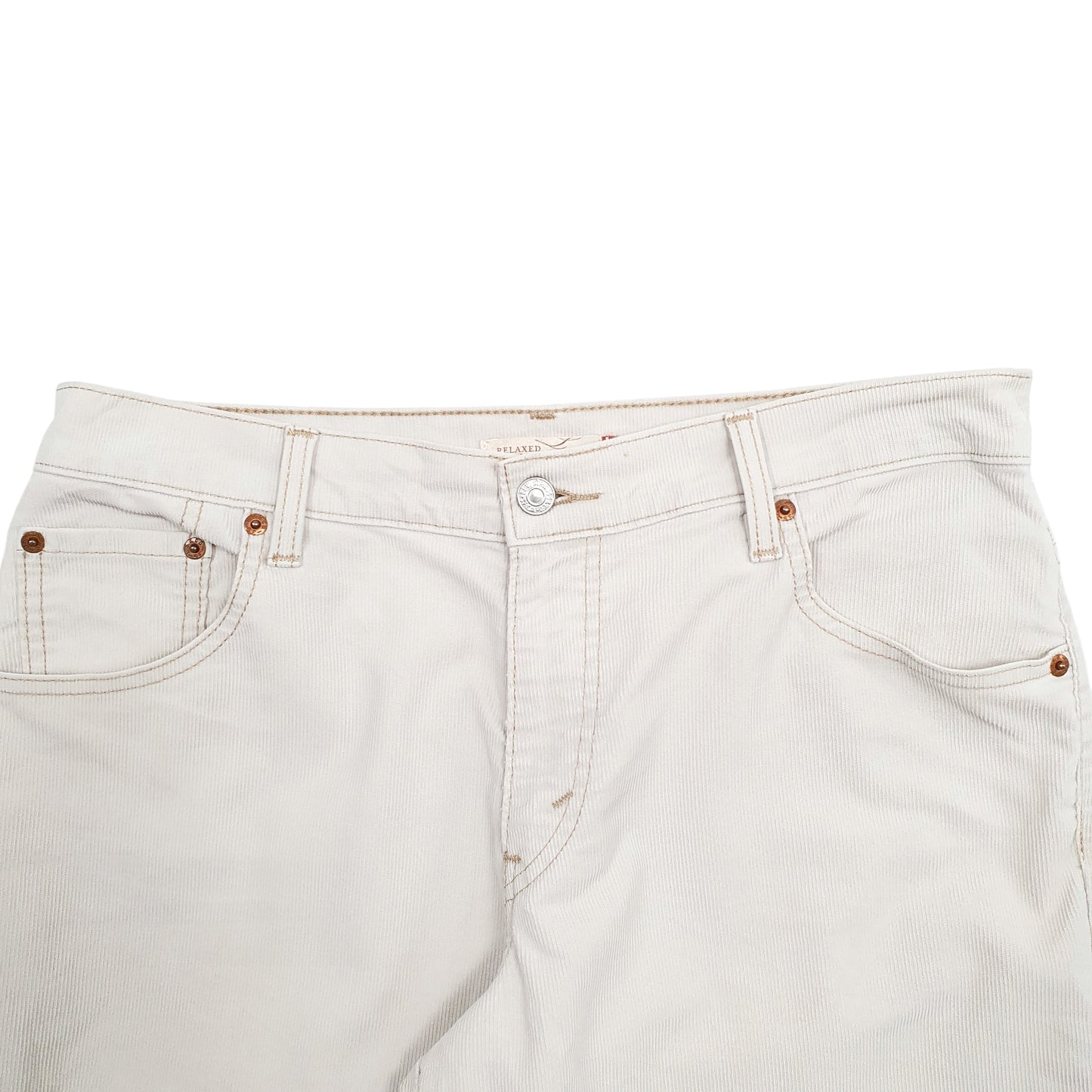 Mens Cream Levis 550 Corduroy Trousers