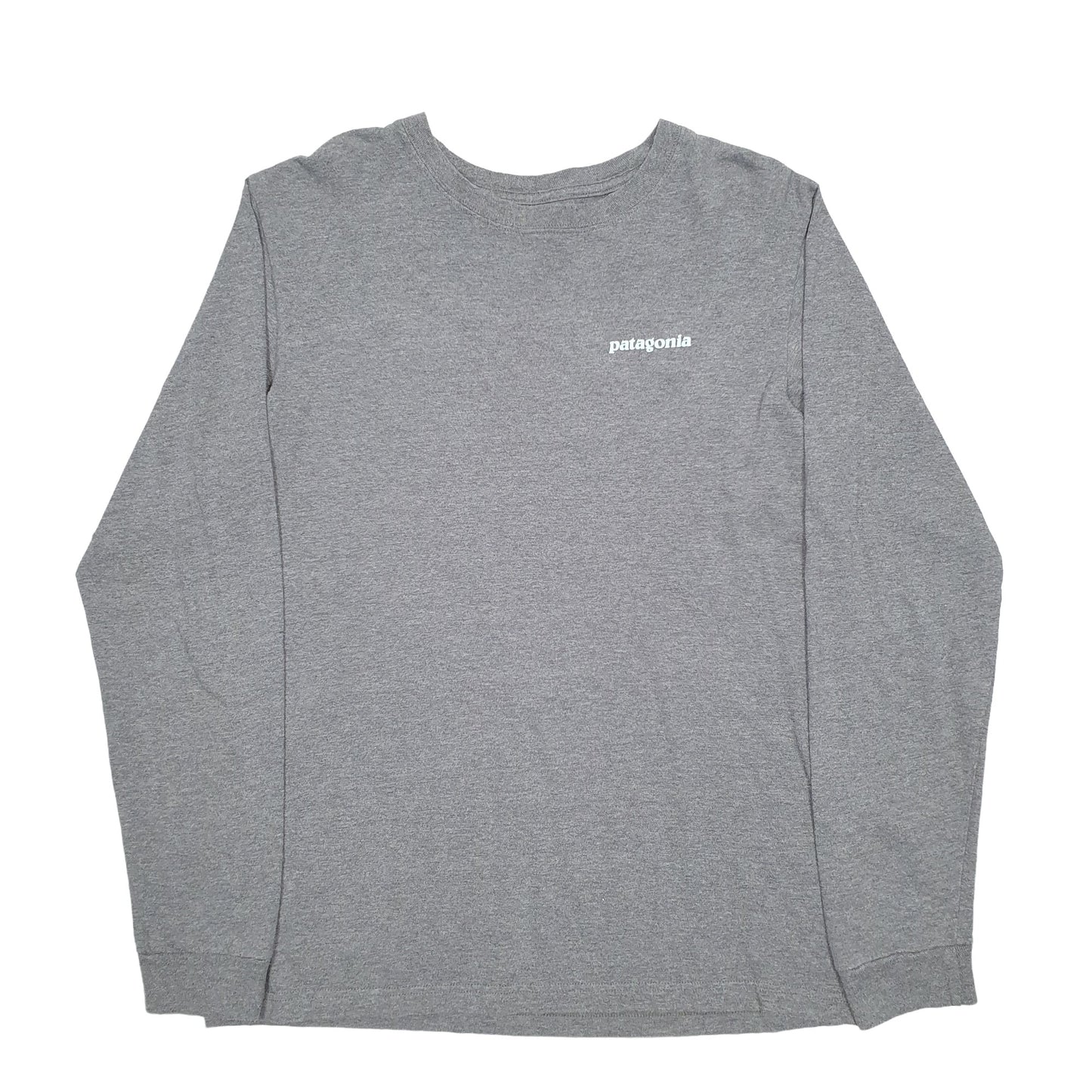 Mens Grey Patagonia Spellout Long Sleeve T Shirt