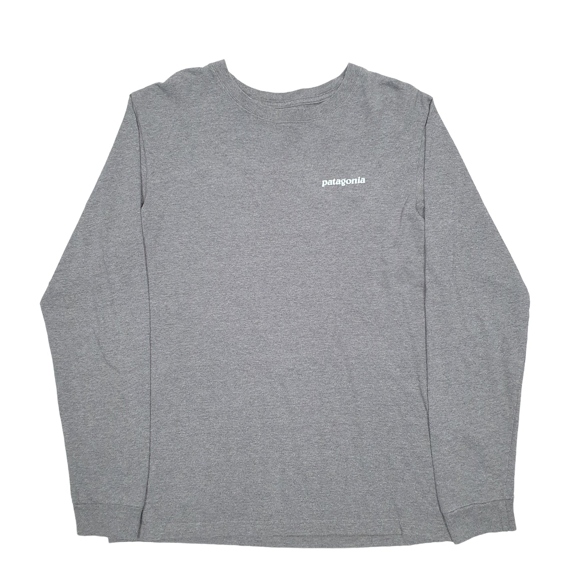 Mens Grey Patagonia Spellout Long Sleeve T Shirt