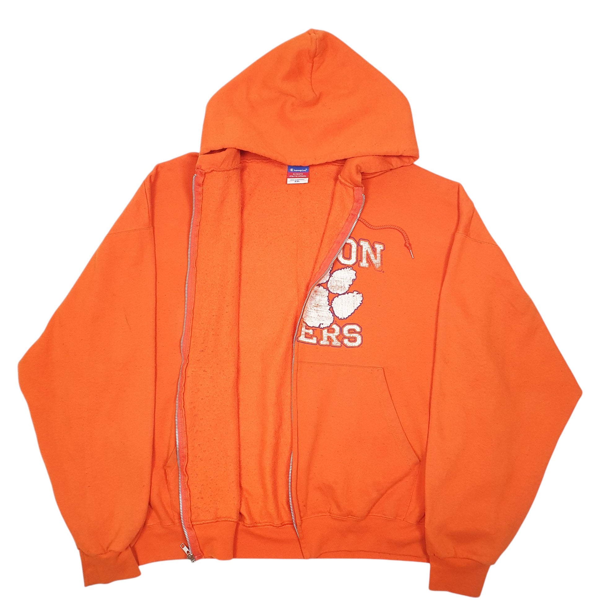 Mens Orange Champion Hoodie Clemson Tigers Football USA Full Zip Jumper
